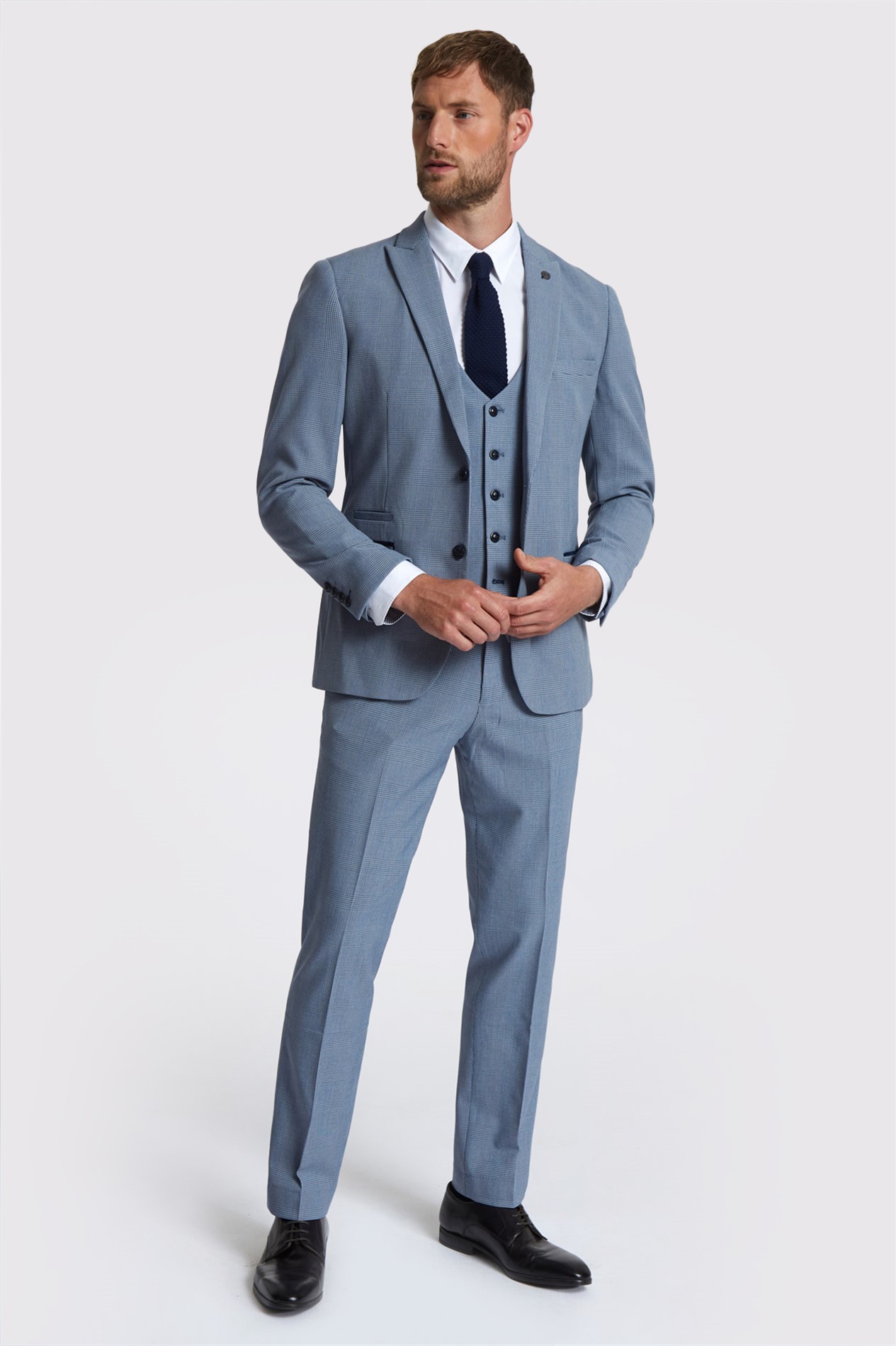 Marc Darcy Slim Fit Bromley Sky Blue Check Suit Jacket