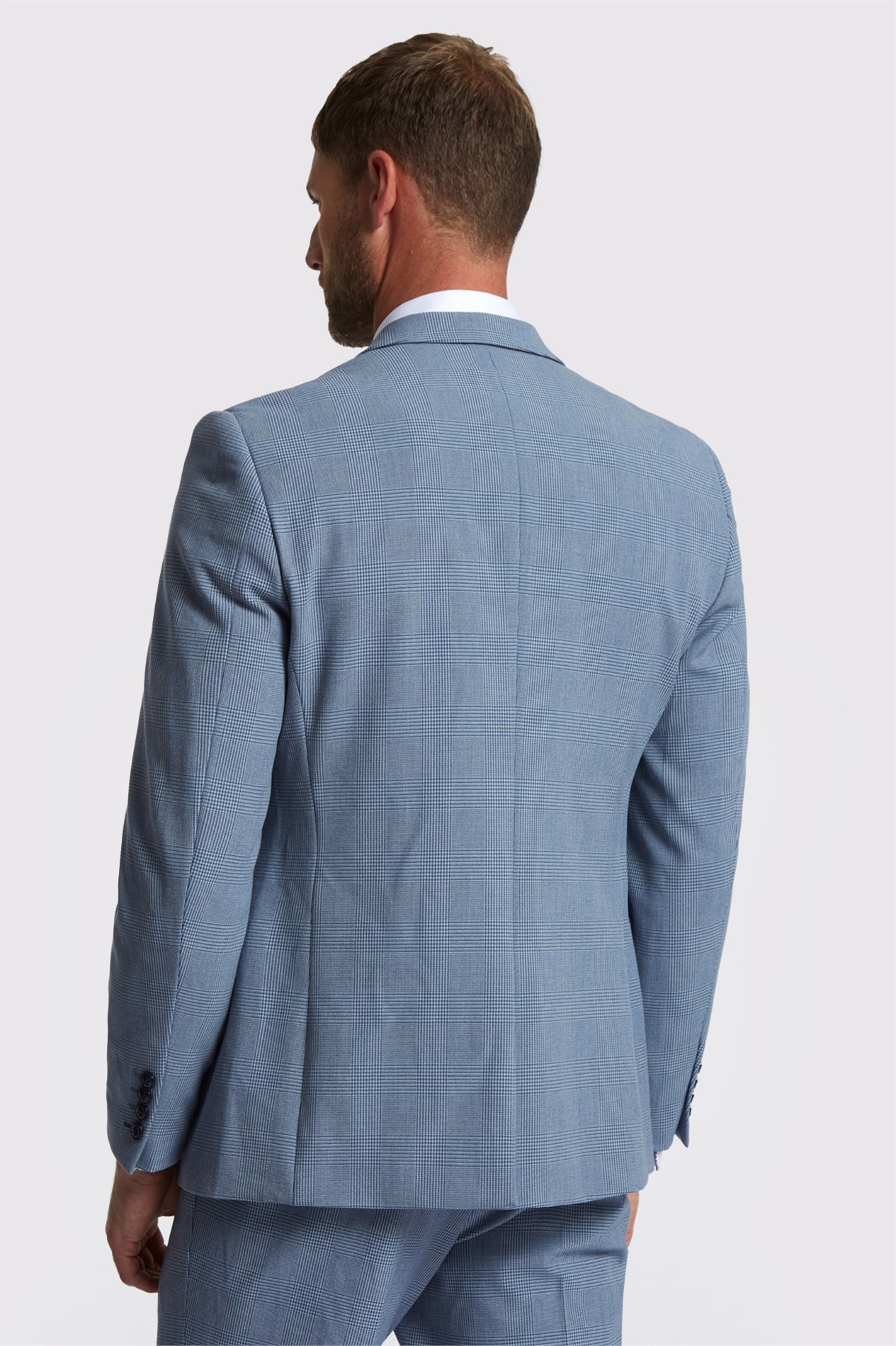 Marc Darcy Slim Fit Bromley Sky Blue Check Suit Jacket