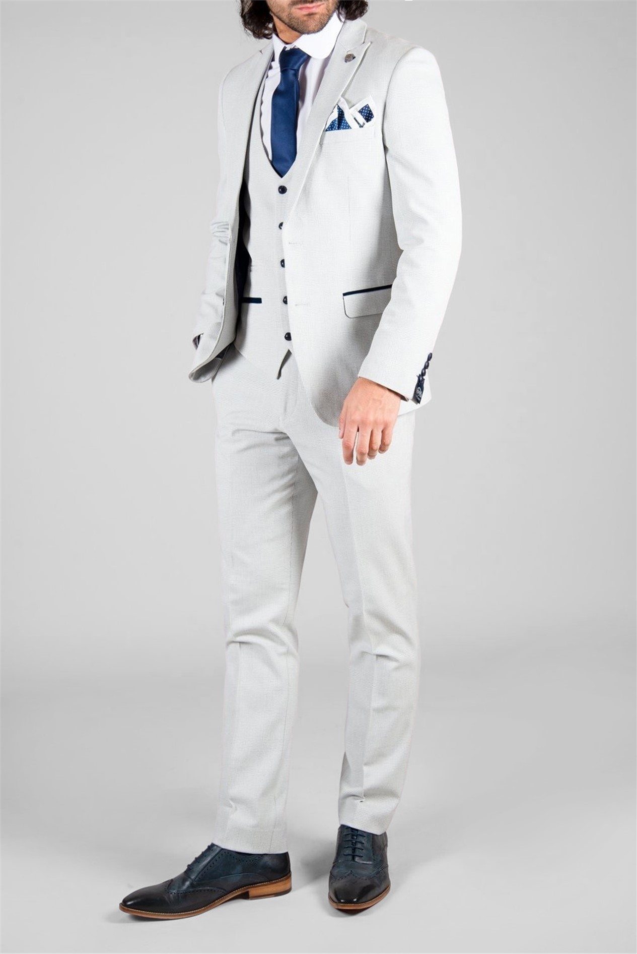 Marc Darcy Slim Fit Bromley Stone Check Jacket