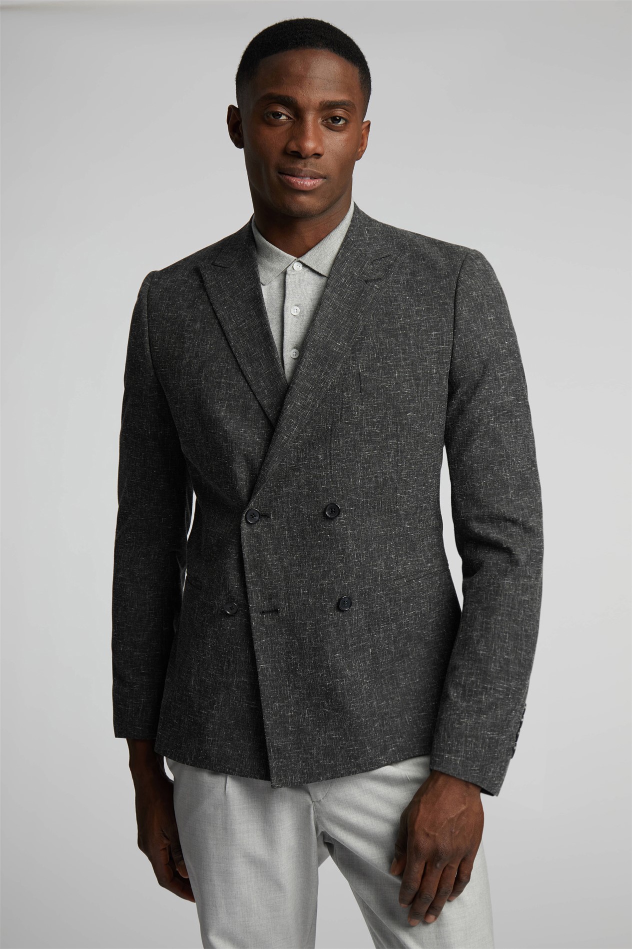 Limehaus Charcoal Peak Double Breasted Blazer