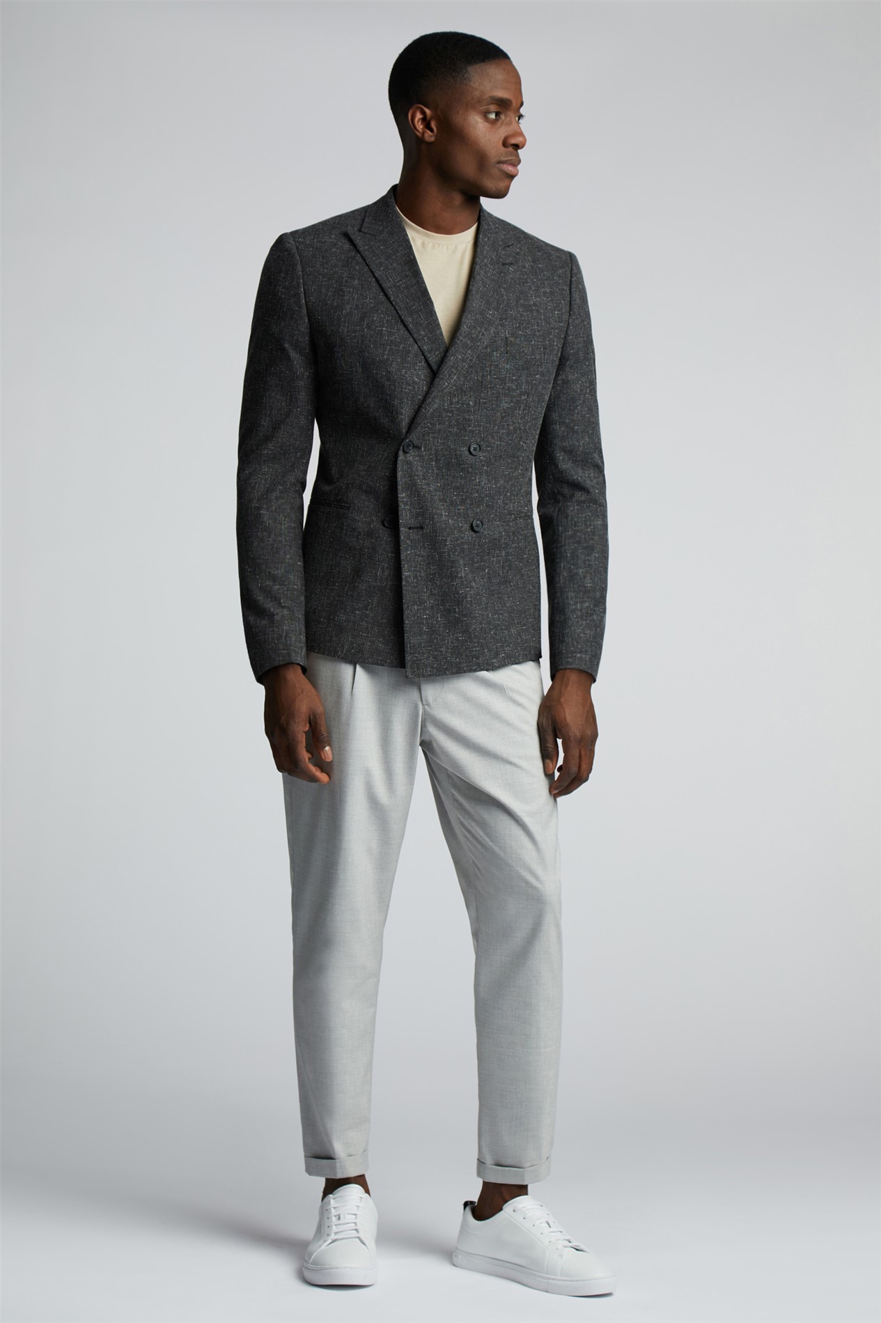 Limehaus Charcoal Peak Double Breasted Blazer