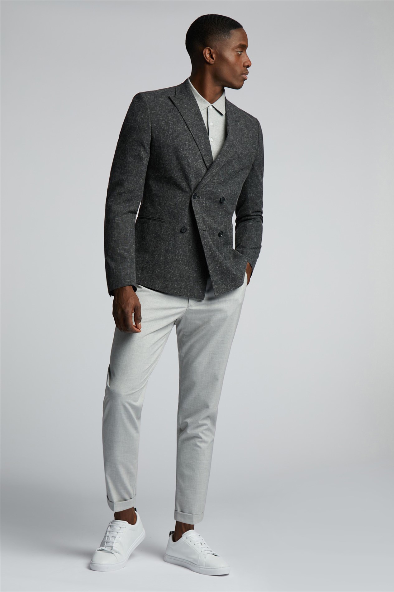 Limehaus Charcoal Peak Double Breasted Blazer