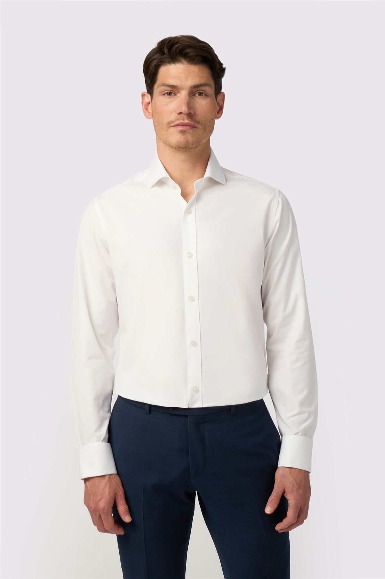 Alexandre Tailored Fit Luxury White Poplin Double Cuff Shirt