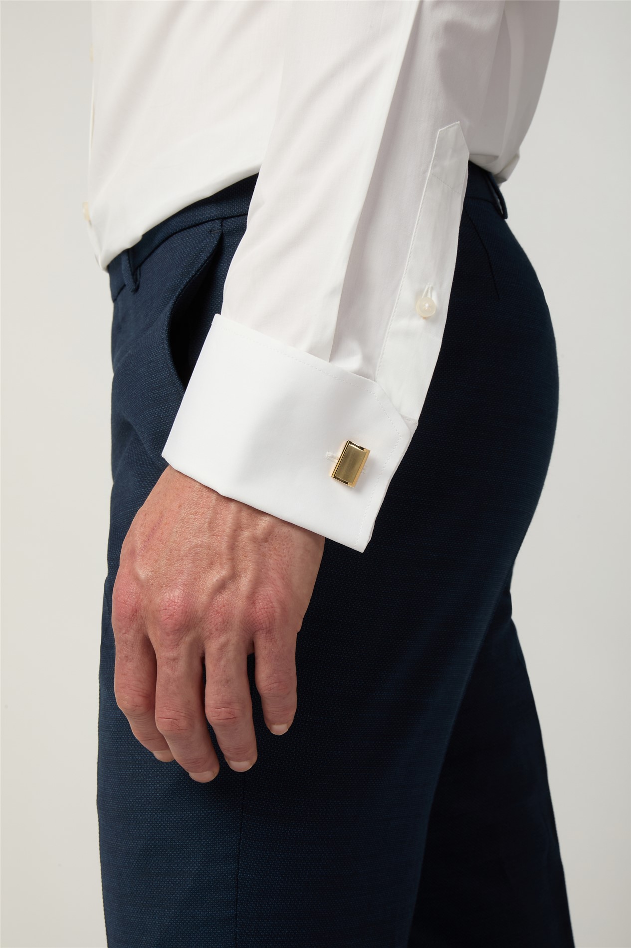 Alexandre Tailored Fit Luxury White Poplin Double Cuff Shirt