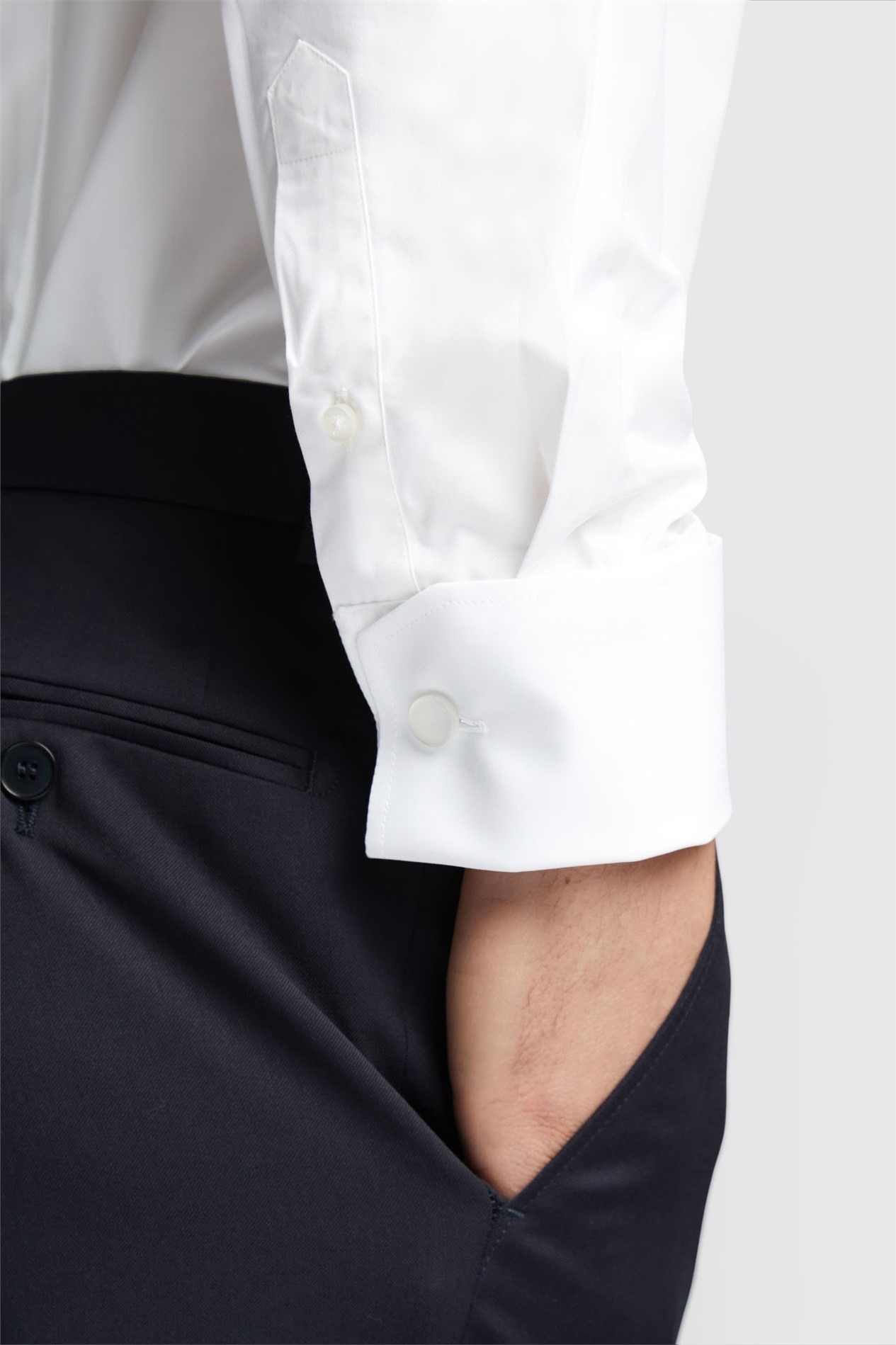 Alexandre Tailored Fit Luxury White Poplin Double Cuff Shirt