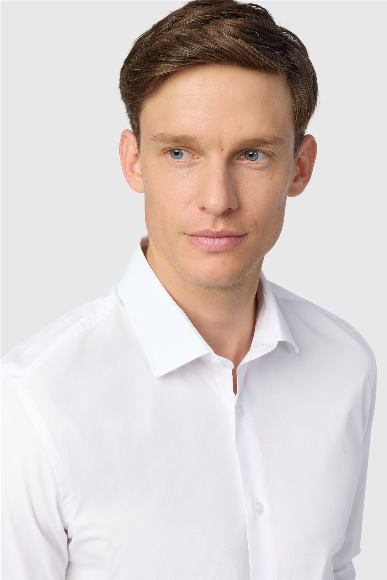 Limehaus Slim Fit White Stretch Double Cuff Shirt