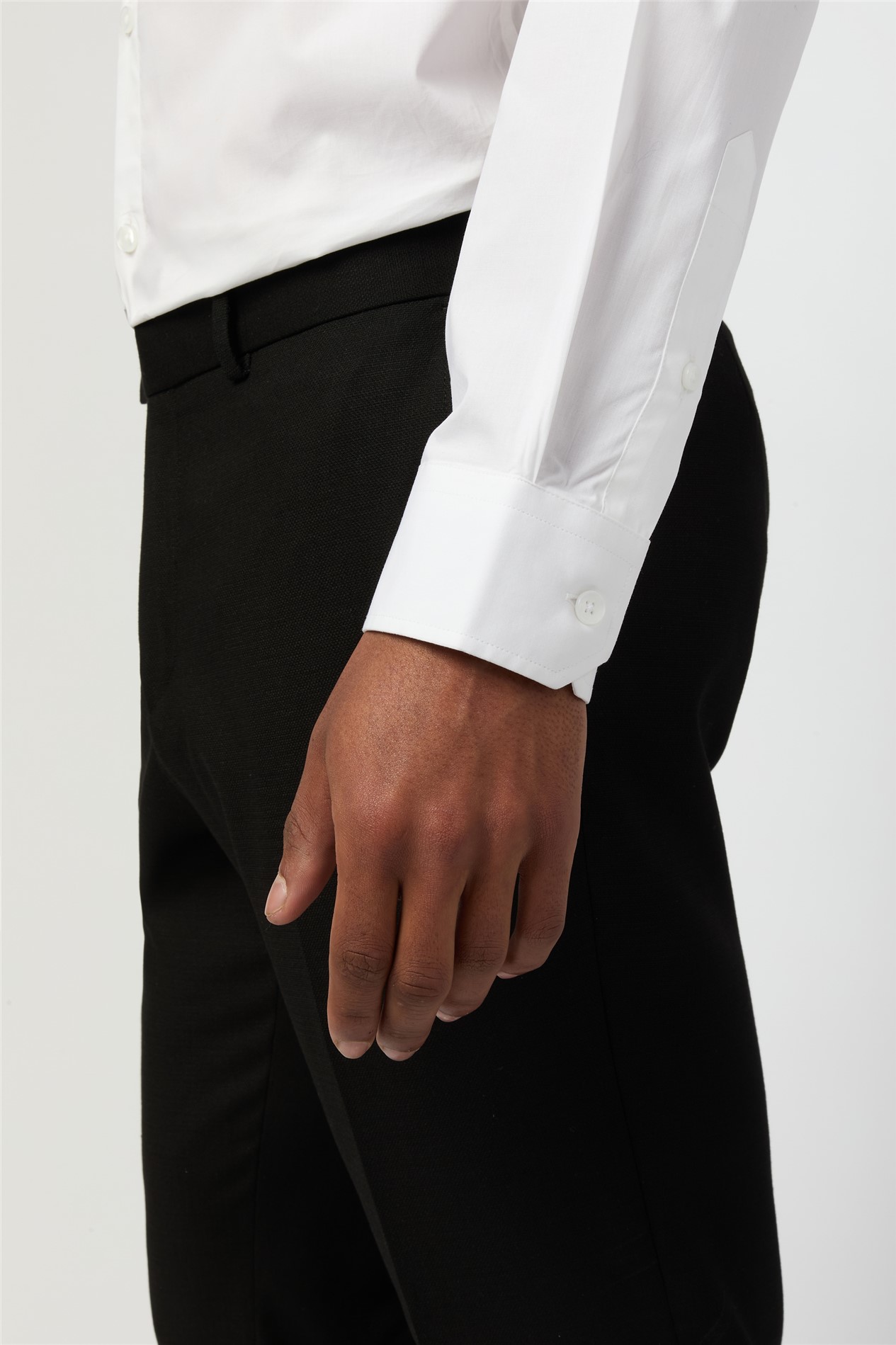  Slim Fit White Stretch Cutaway Collar Shirt