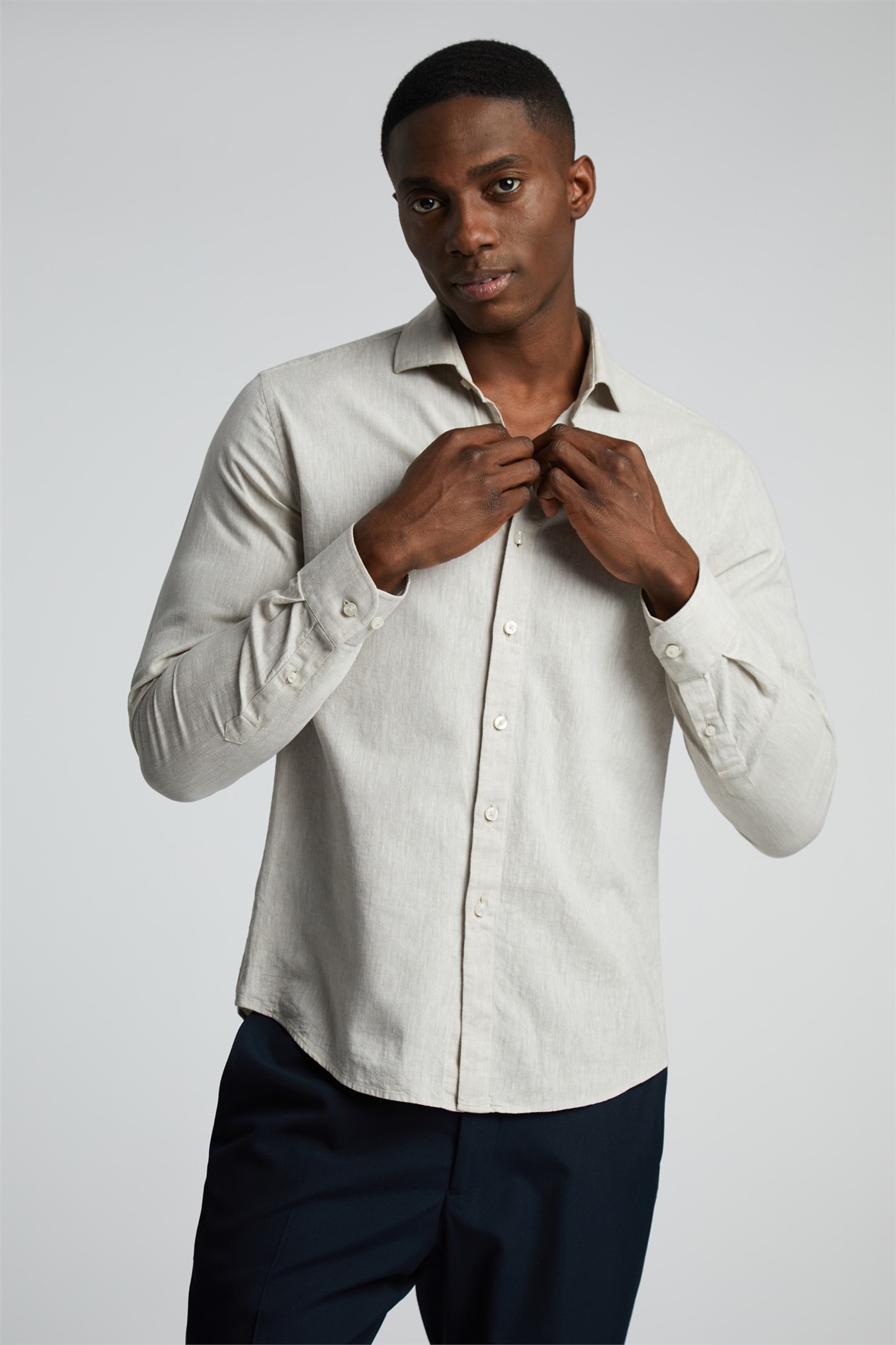 Limehaus Plain Linen Shirt - Stone