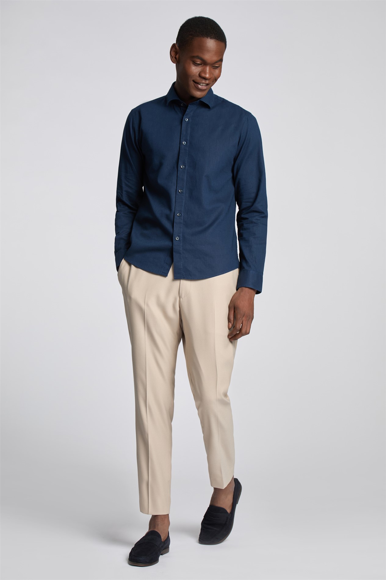 Limehaus Plain Linen Shirt - Navy