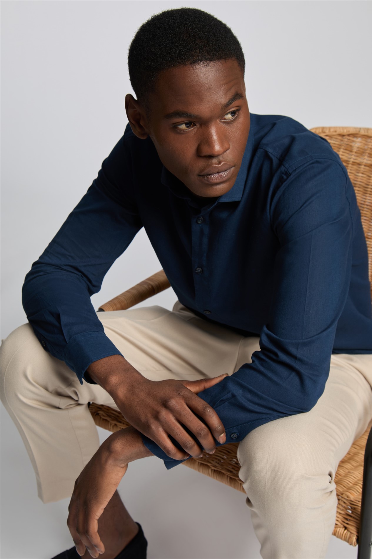 Limehaus Plain Linen Shirt - Navy