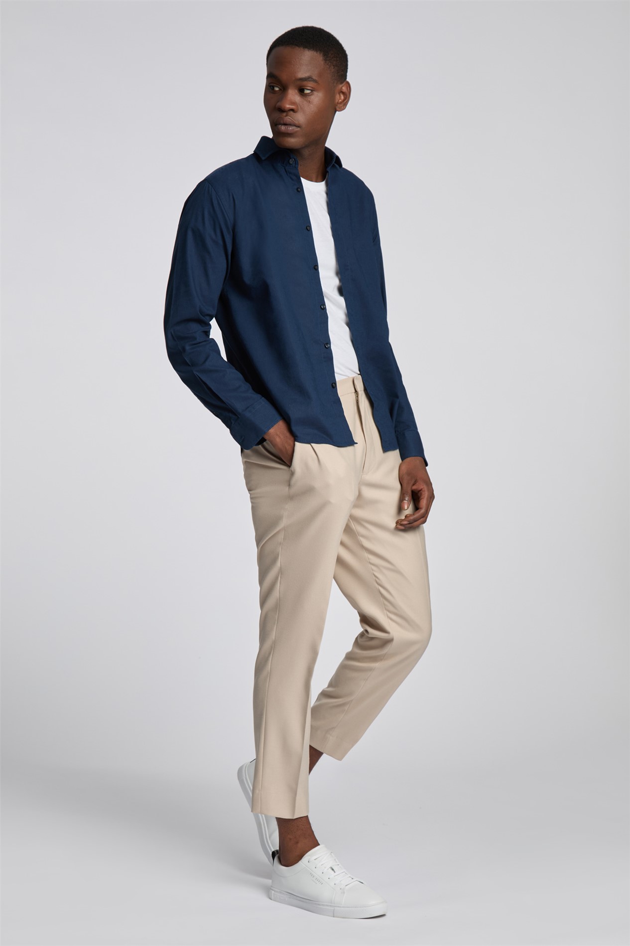 Limehaus Plain Linen Shirt - Navy
