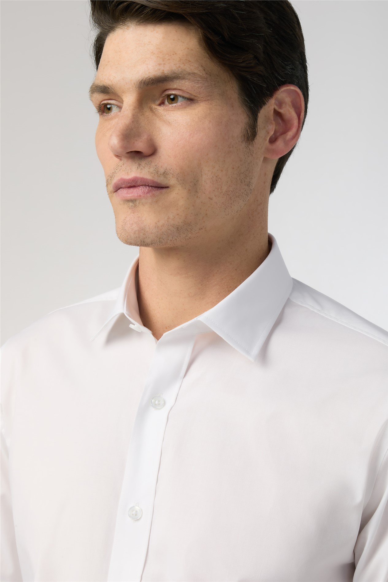 Limehaus Regular Fit White Stretch Double Cuff Shirt