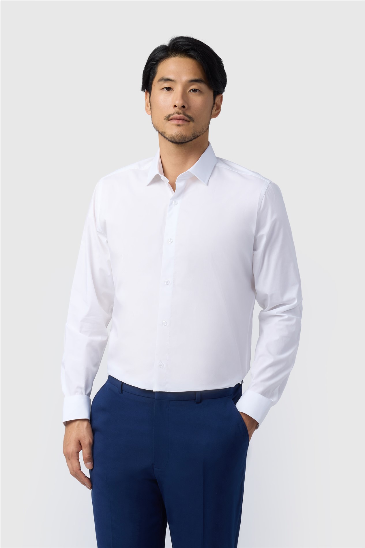 Limehaus Tailored Fit White Stretch Shirt