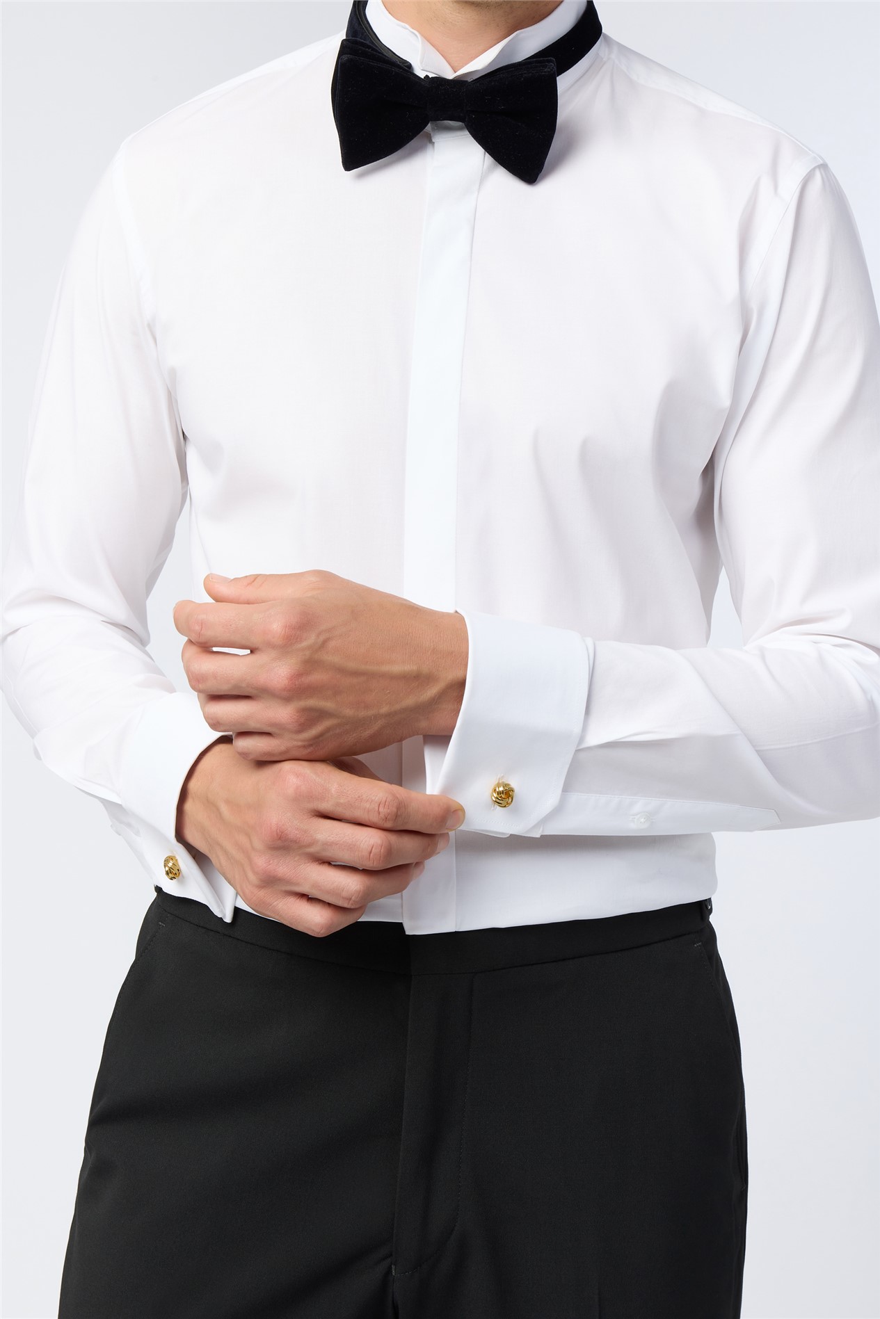 Limehaus Slim Fit White Stretch Wing Collar Dress Shirt