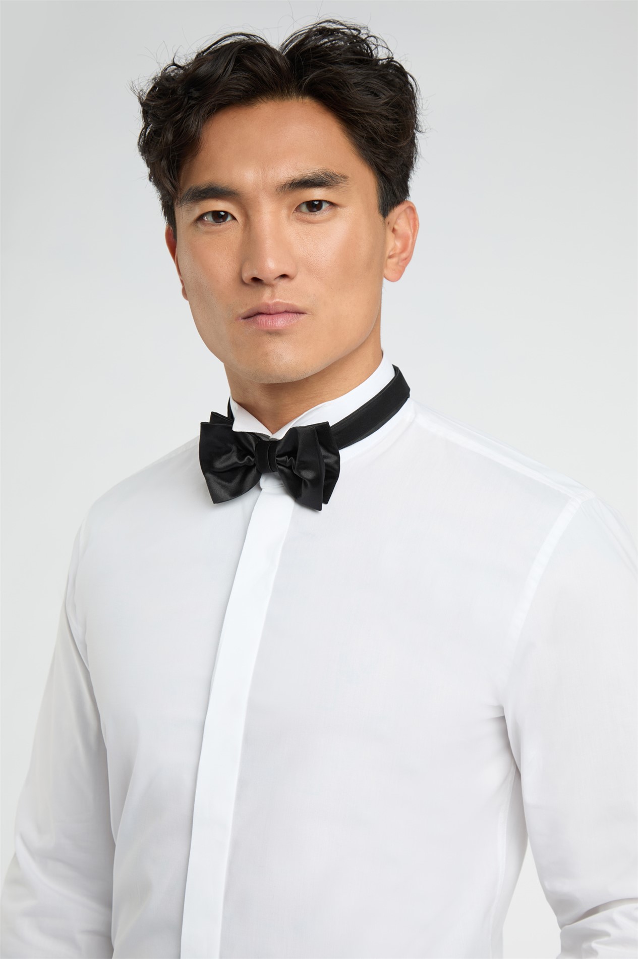 Limehaus Slim Fit White Stretch Wing Collar Dress Shirt