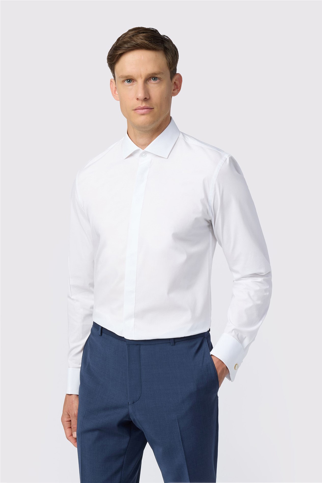 Limehaus Slim Fit Double Cuff Cutaway Collar Dress Shirt