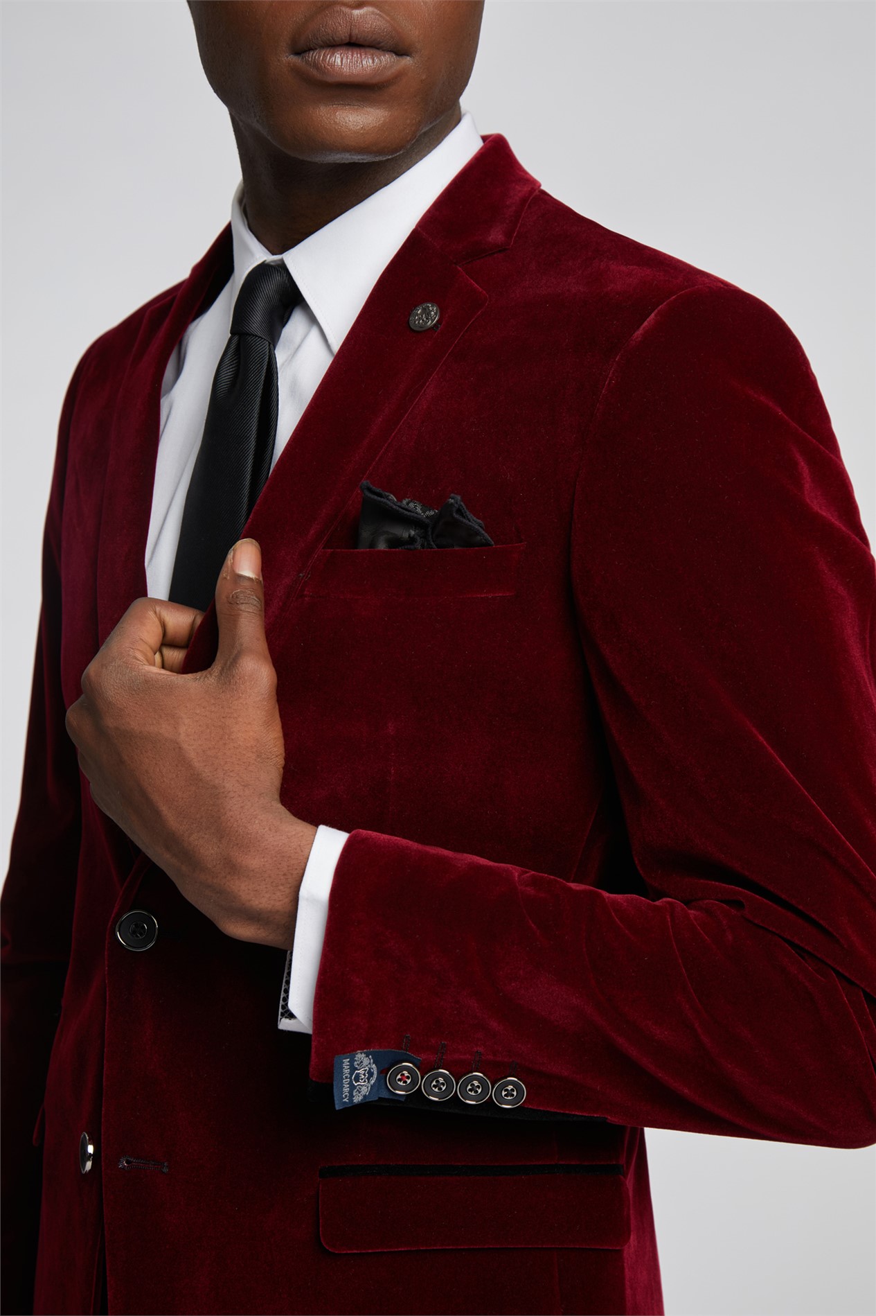  Slim Fit Hudson Wine Velvet Suit Jacket