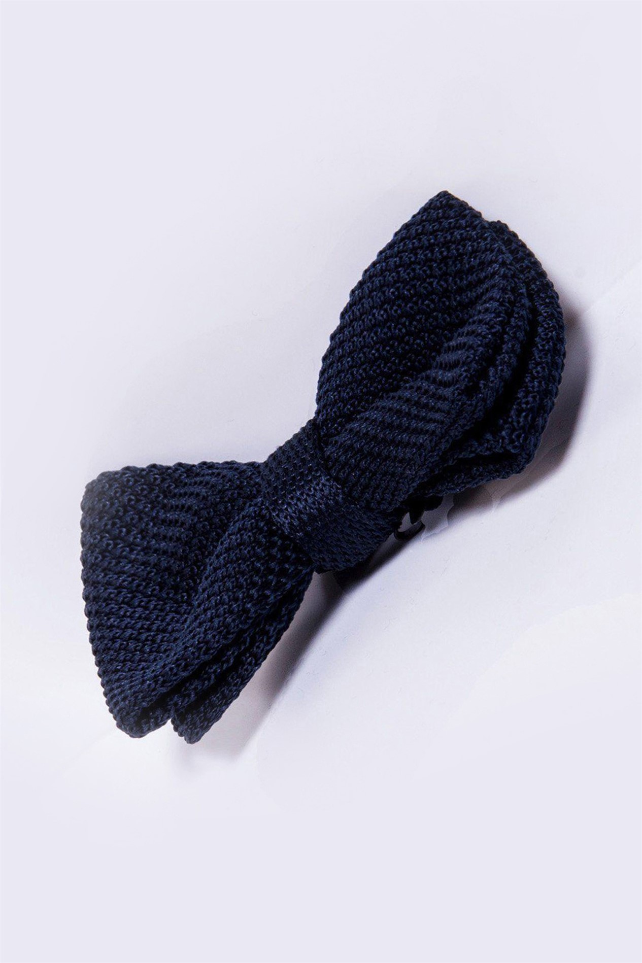  Navy Knitted Double Layer Bow Tie