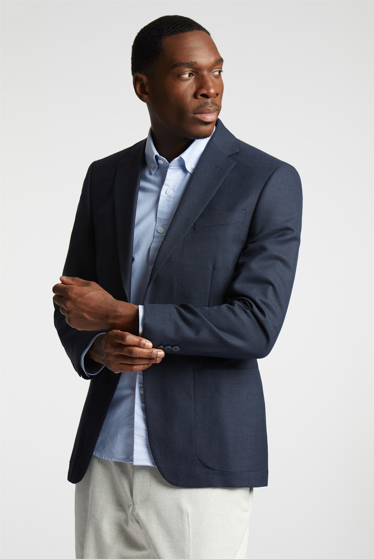 Alexandre Navy Hopsack Wool Blazer