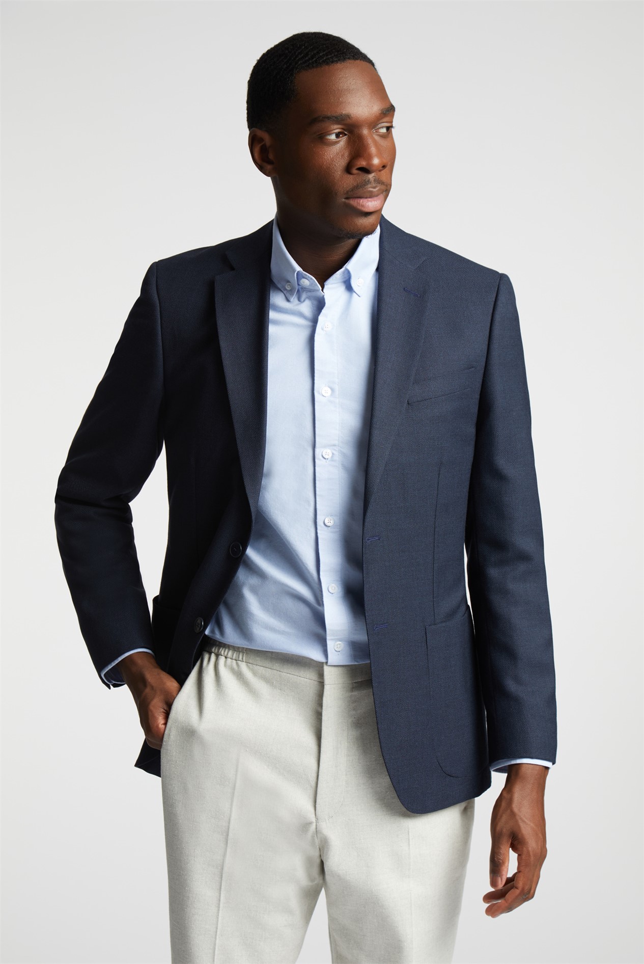 Alexandre Navy Hopsack Wool Blazer