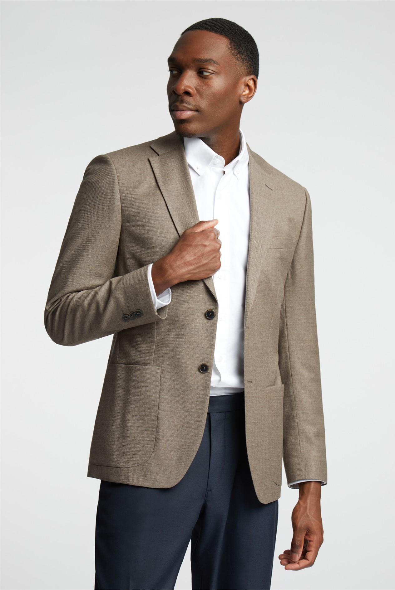 Alexandre Oatmeal Hopsack Wool Blazer