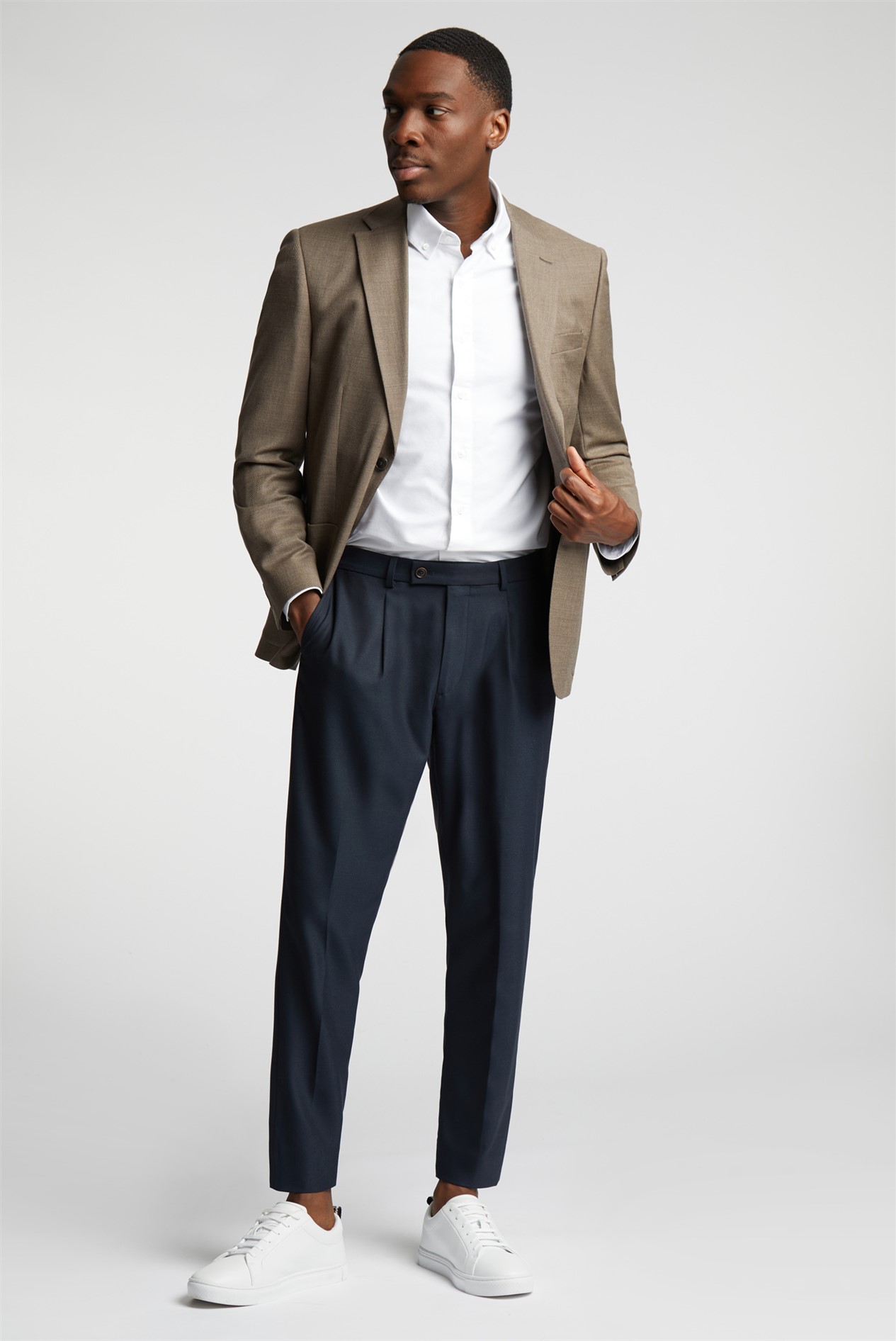Alexandre Oatmeal Hopsack Wool Blazer