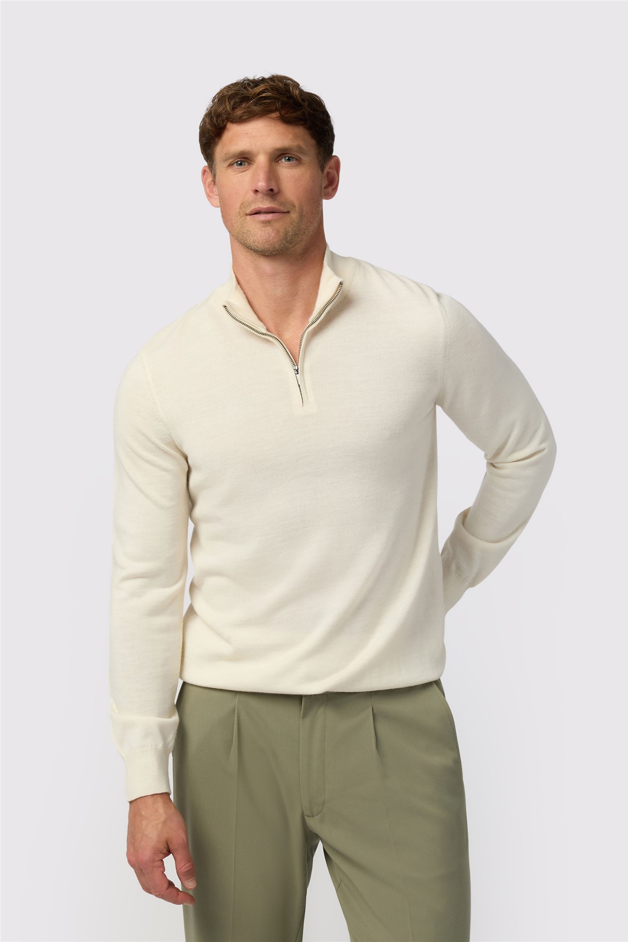 Melka Ecru Zip Neck Jumper
