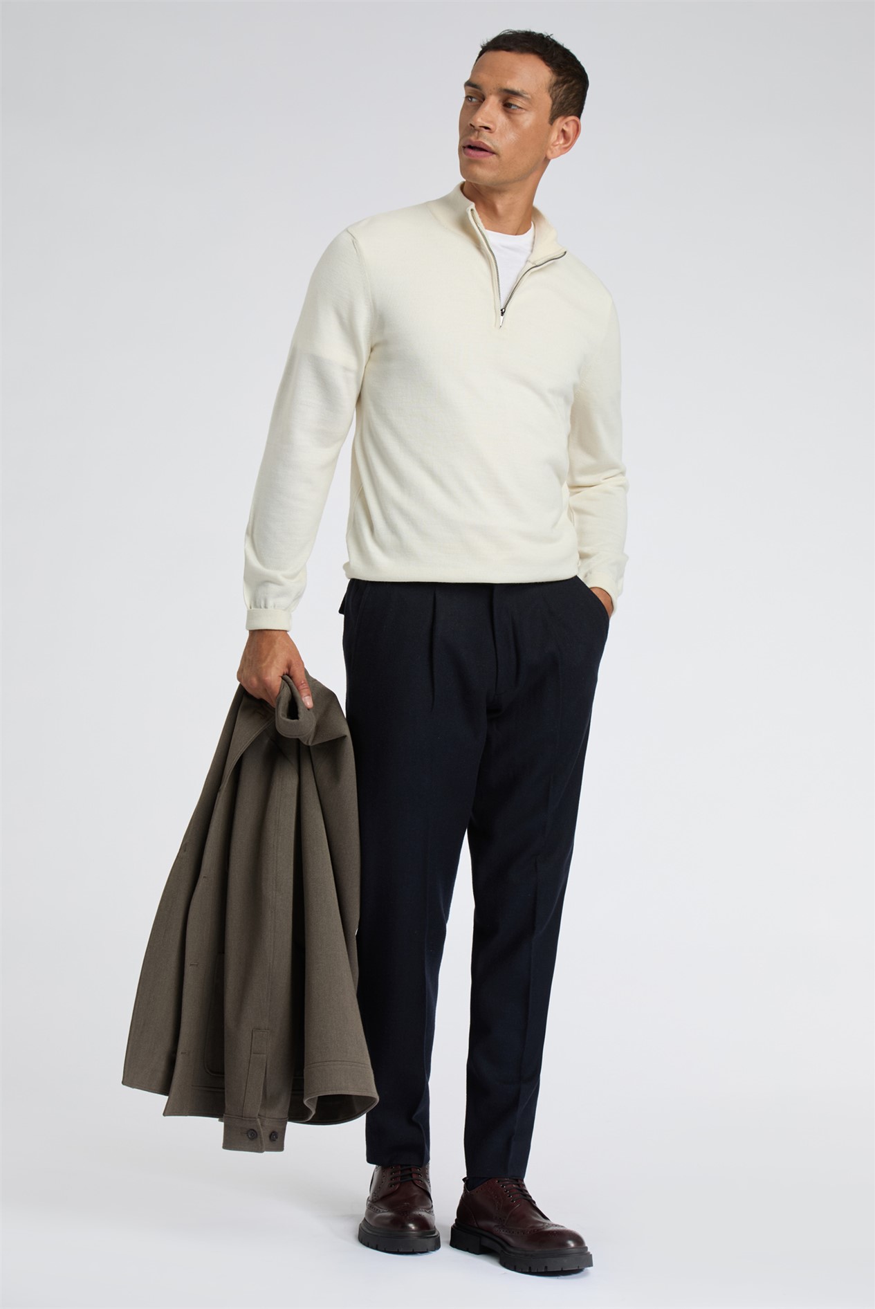 Melka Ecru Zip Neck Jumper