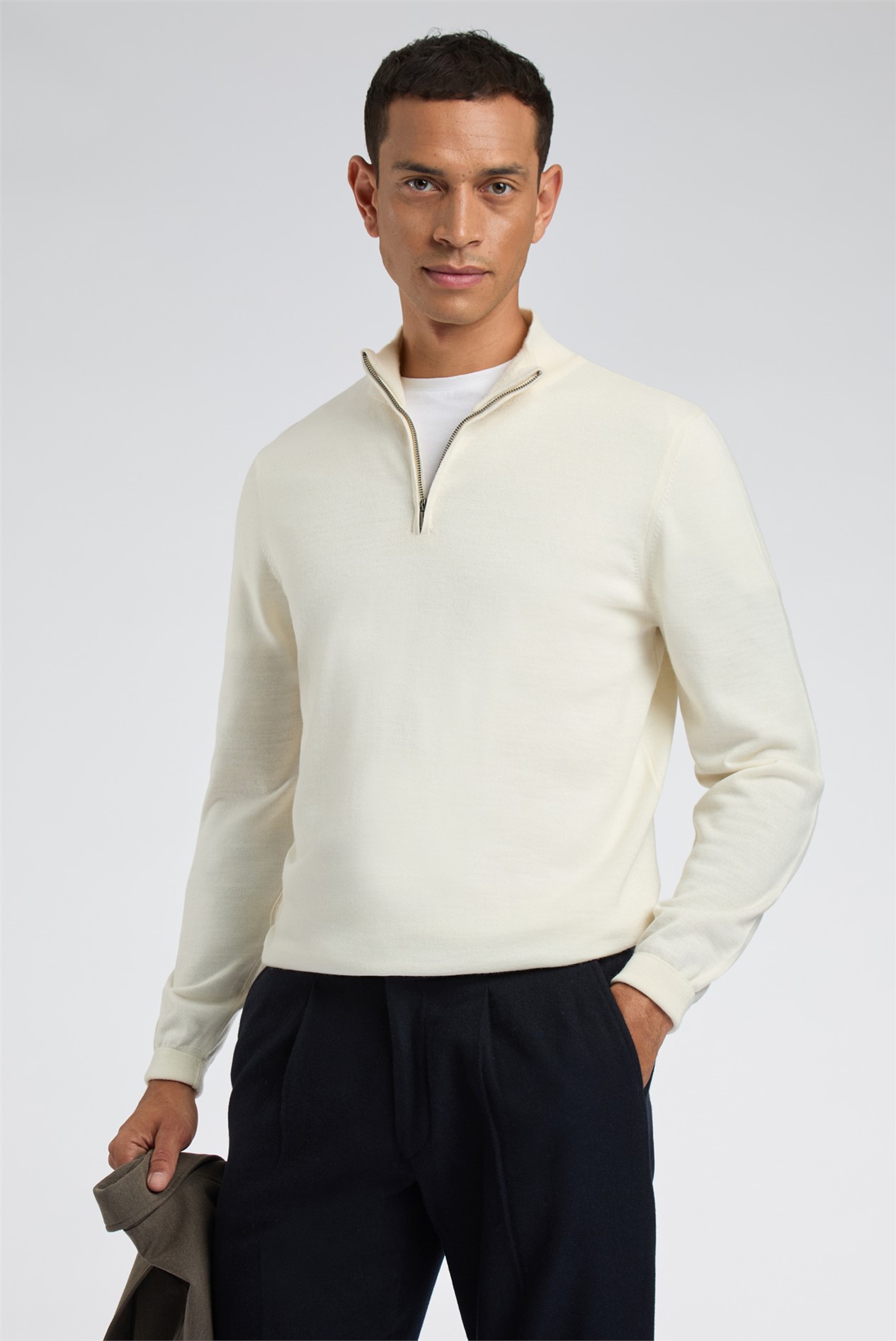 Melka Ecru Zip Neck Jumper