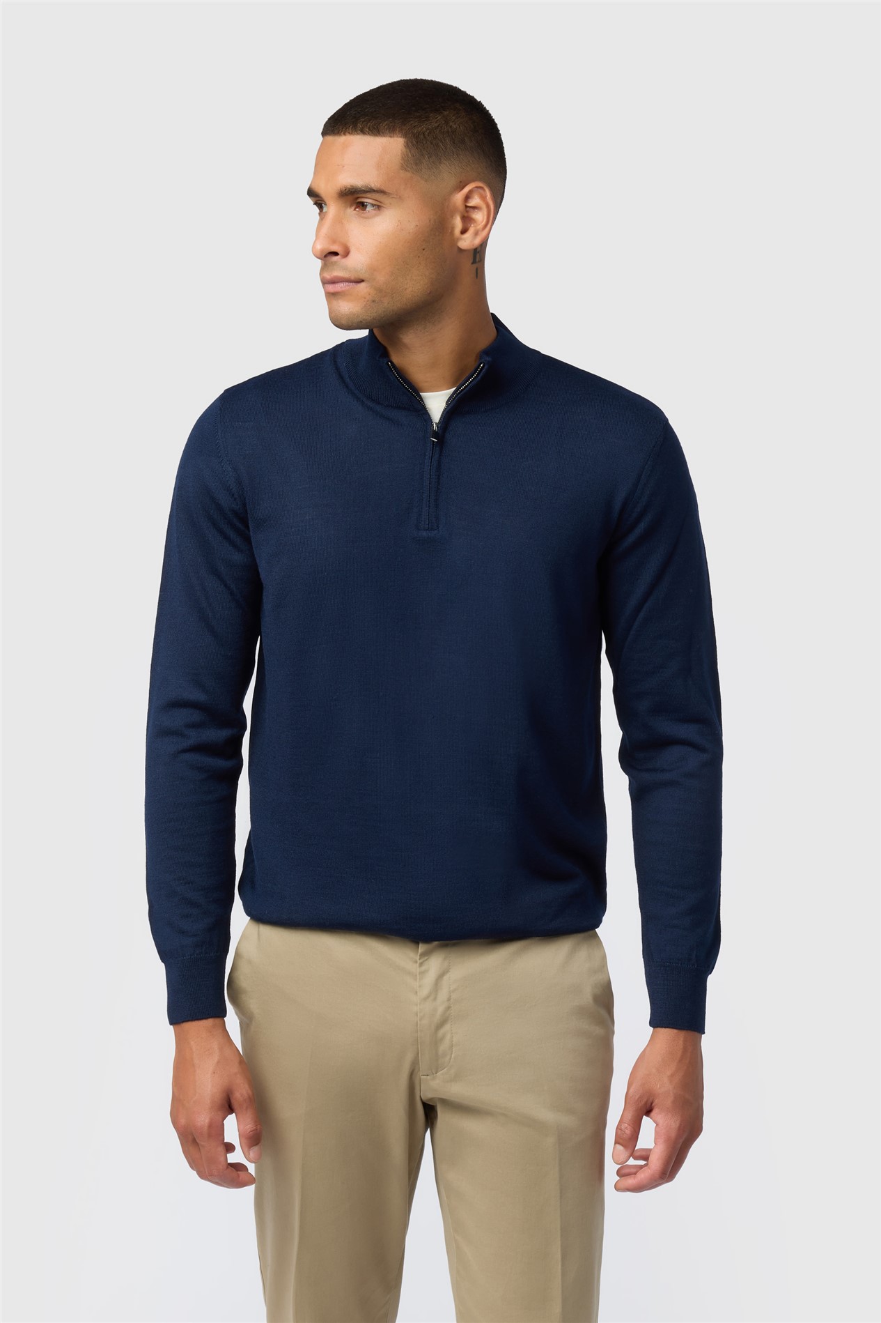 Melka Navy Zip Neck Knit Jumper