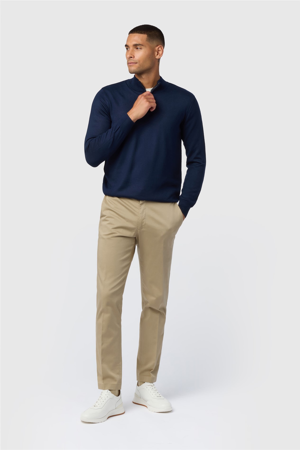 Melka Navy Zip Neck Knit Jumper