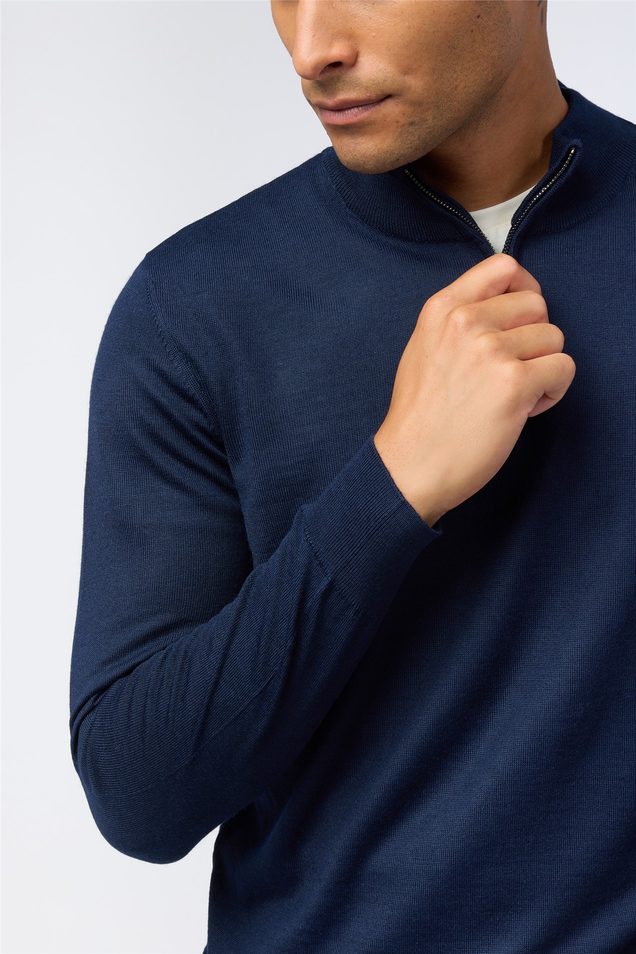 Melka Navy Zip Neck Knit Jumper