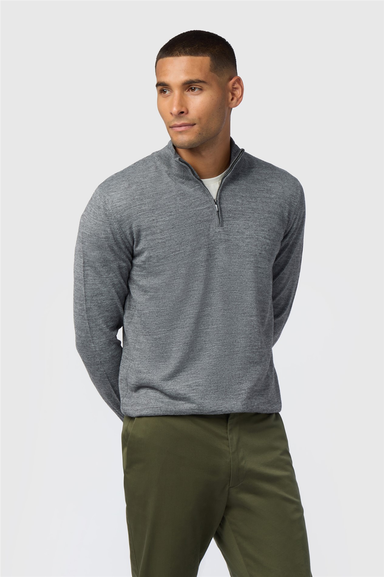 Melka Grey Zip Neck Jumper