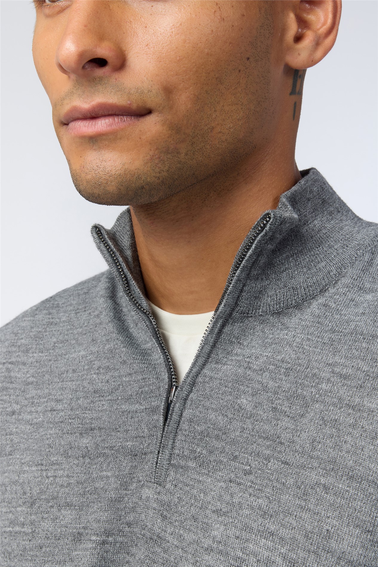 Melka Grey Zip Neck Jumper