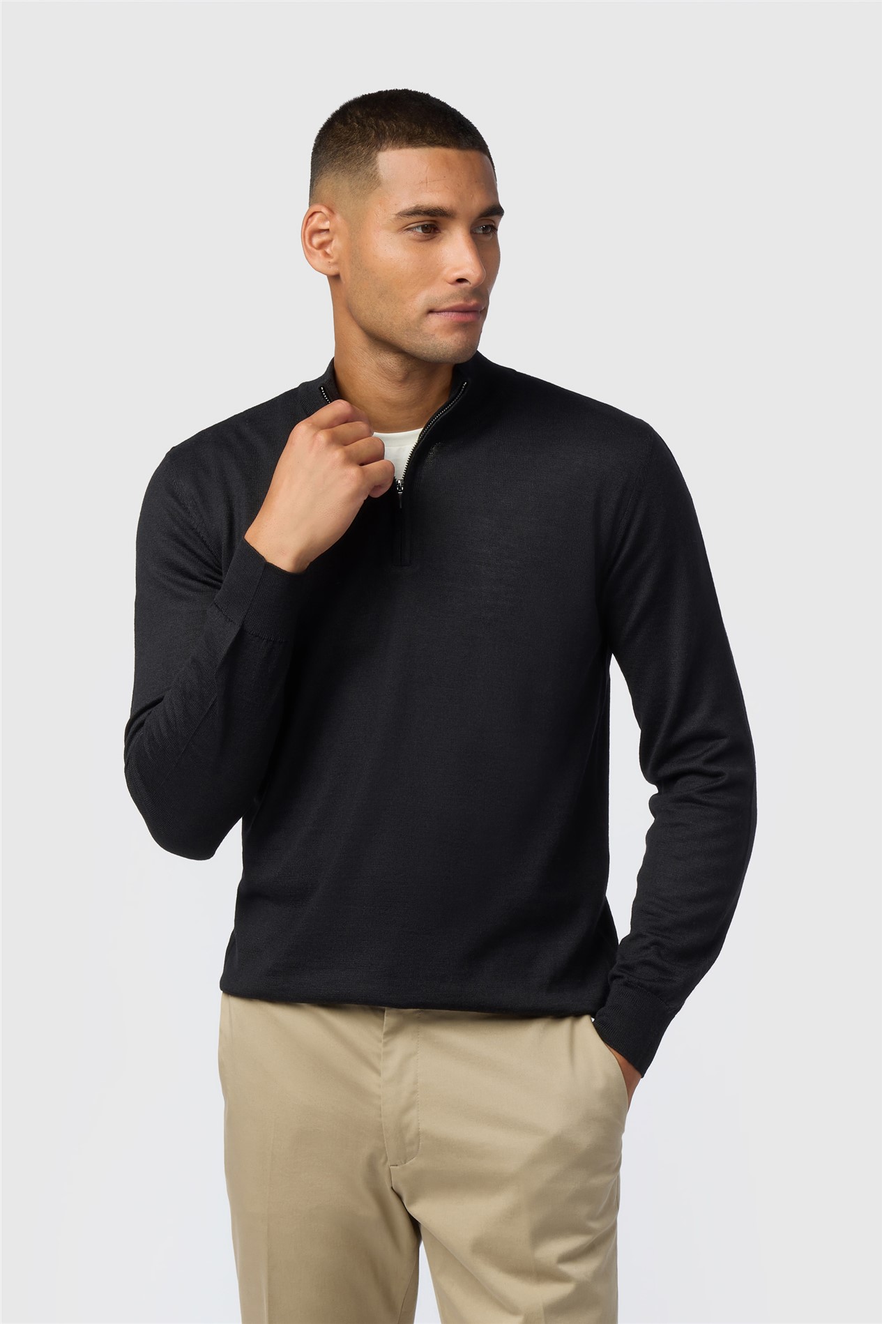 Melka Black Zip Neck Knit Jumper