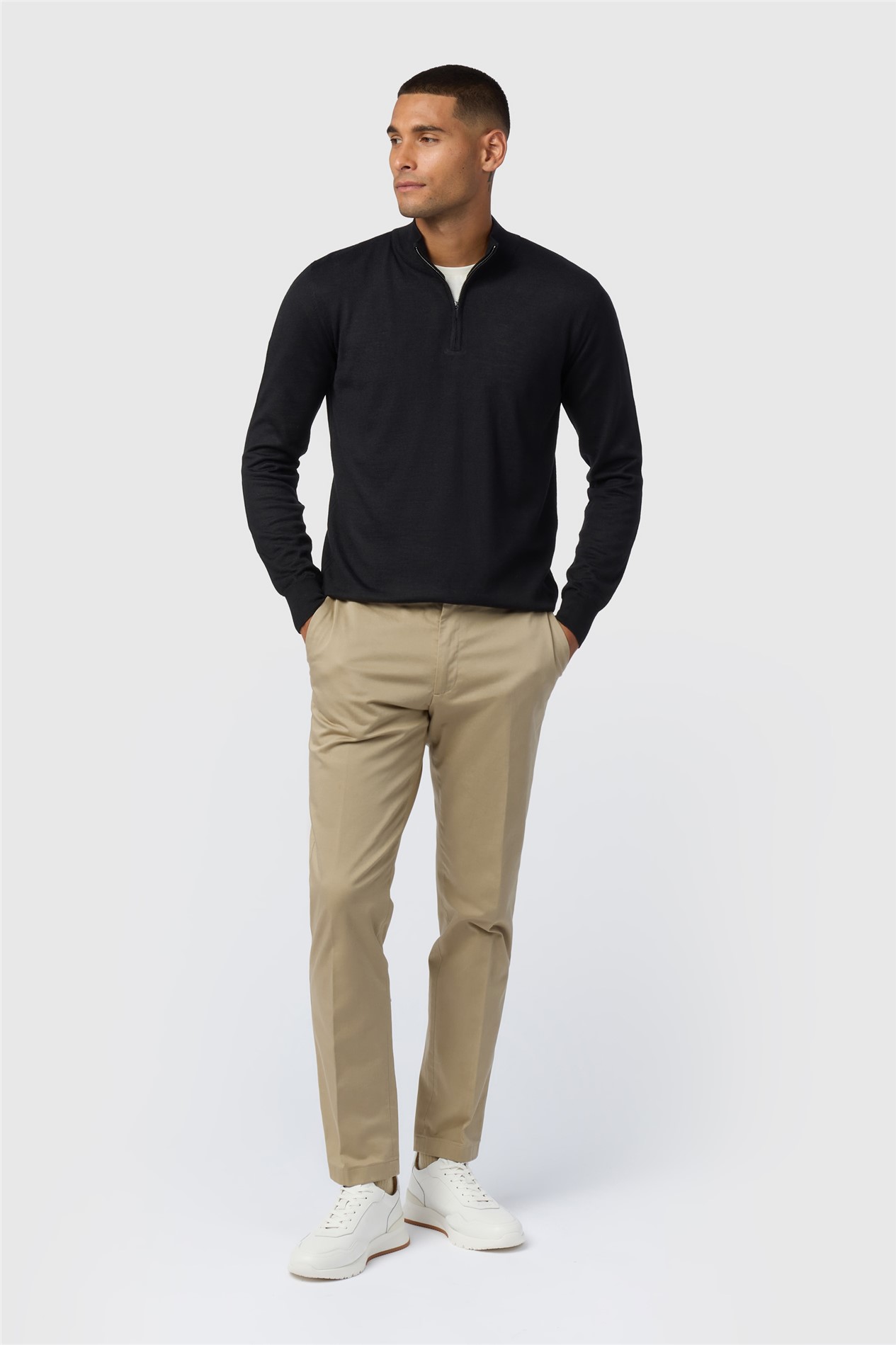 Melka Black Zip Neck Knit Jumper