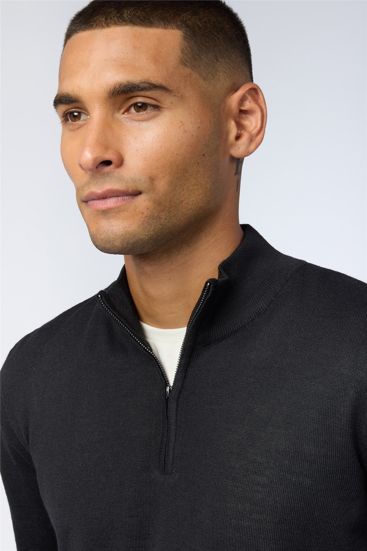 Melka Black Zip Neck Knit Jumper