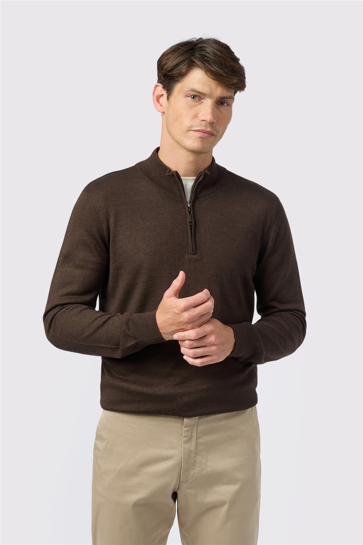 Melka Chocolate Zip Neck Jumper