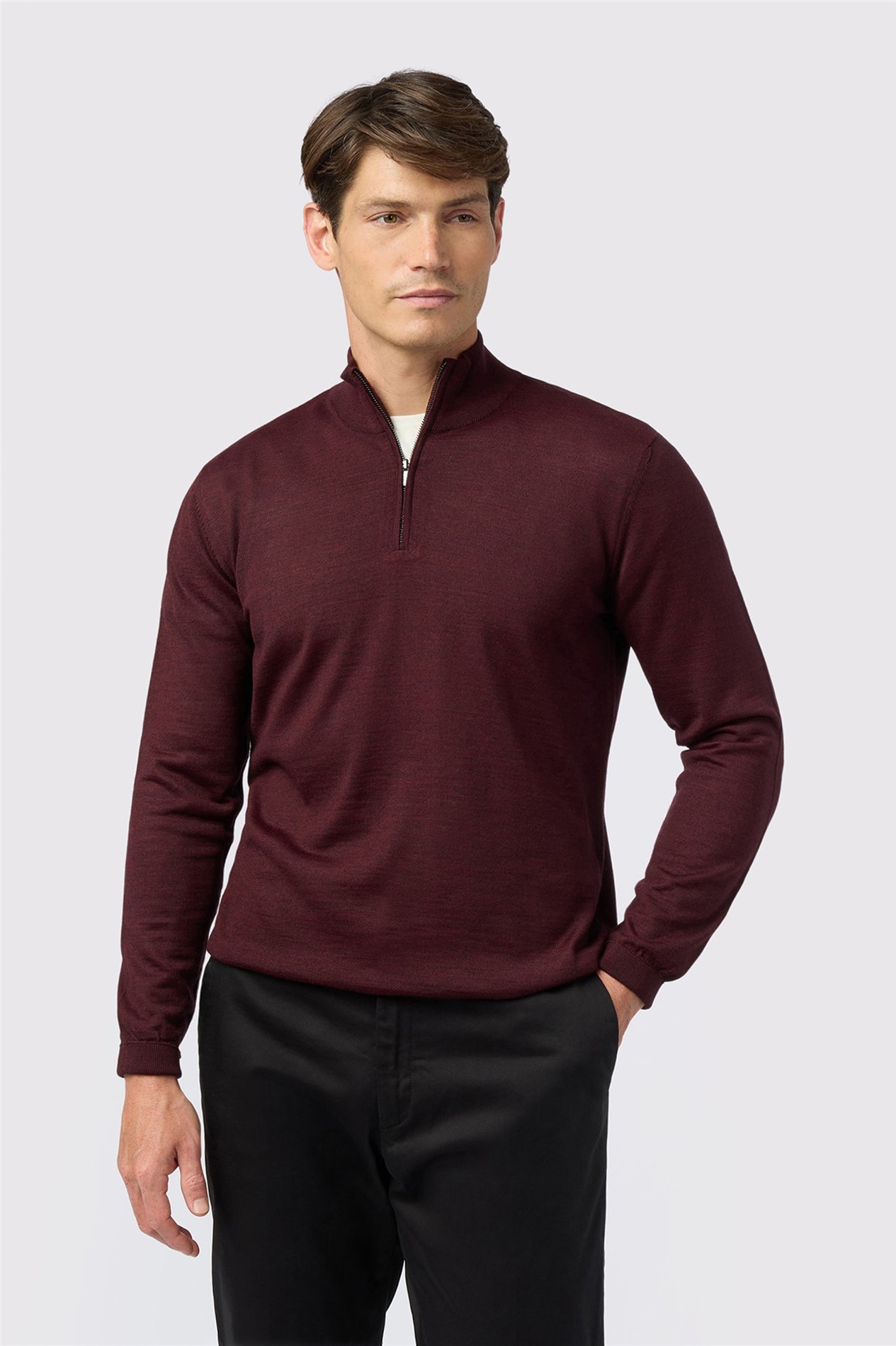 Melka Burgundy Zip Neck Jumper