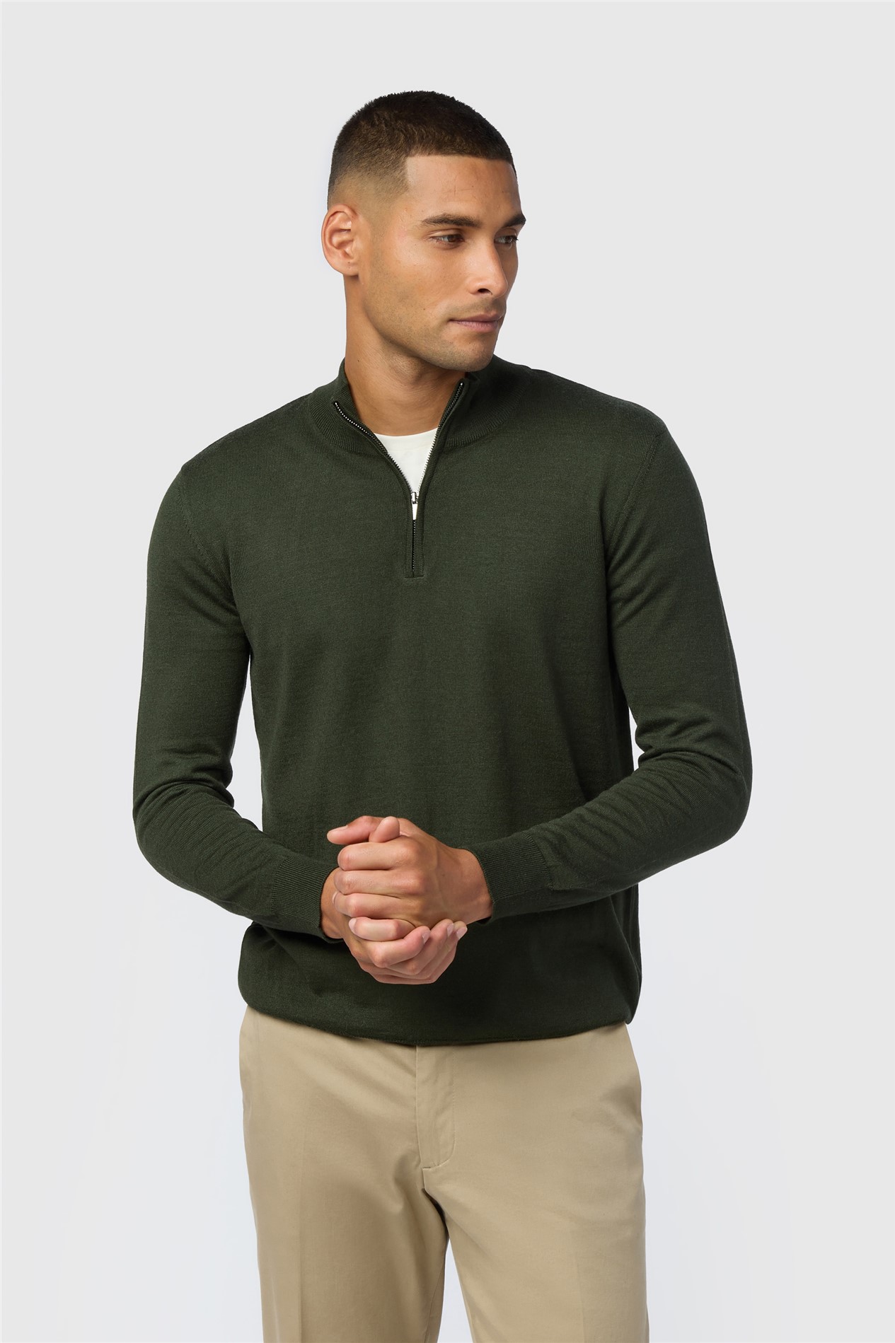 Melka Olive Zip Neck Jumper