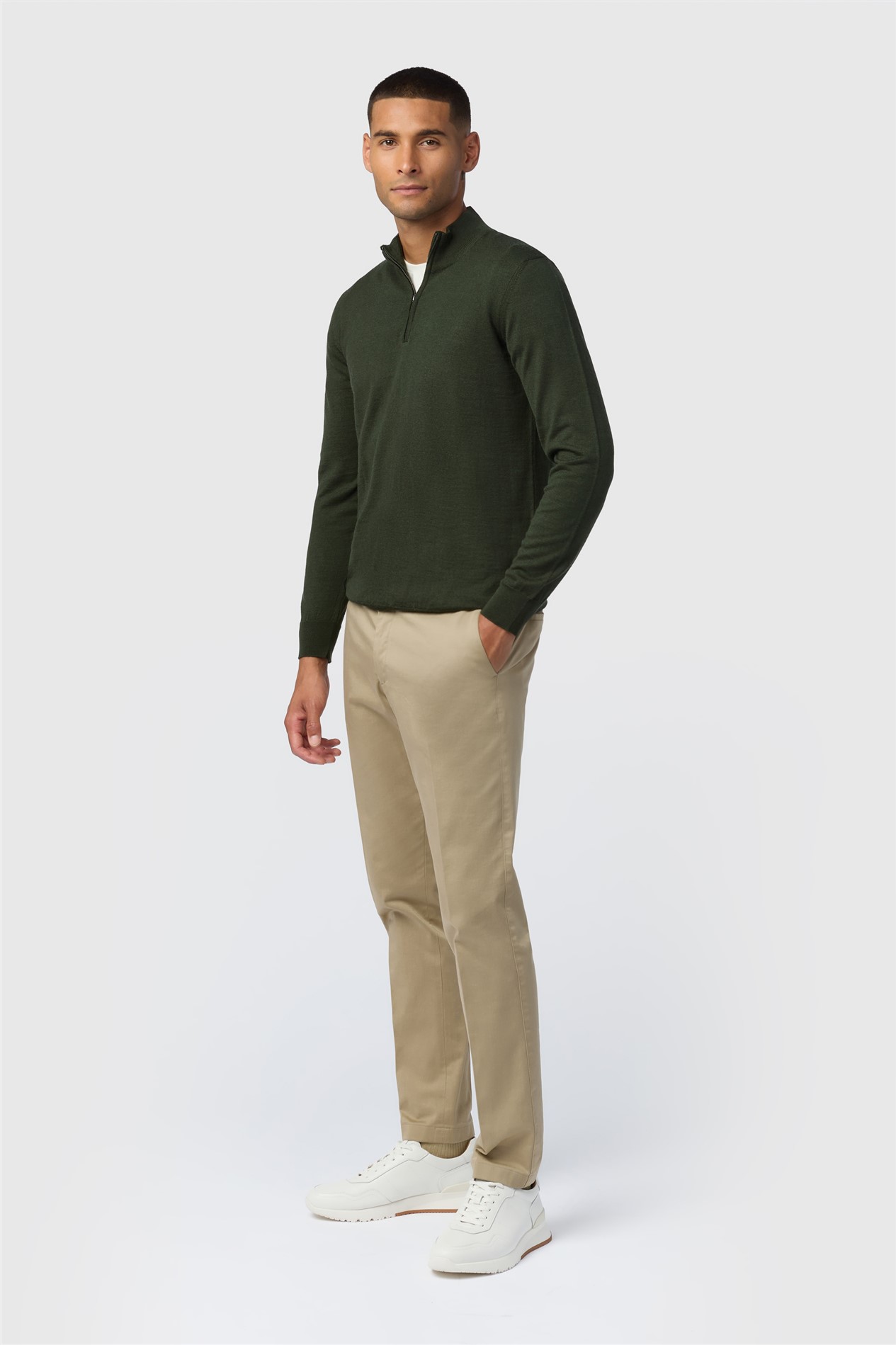 Melka Olive Zip Neck Jumper