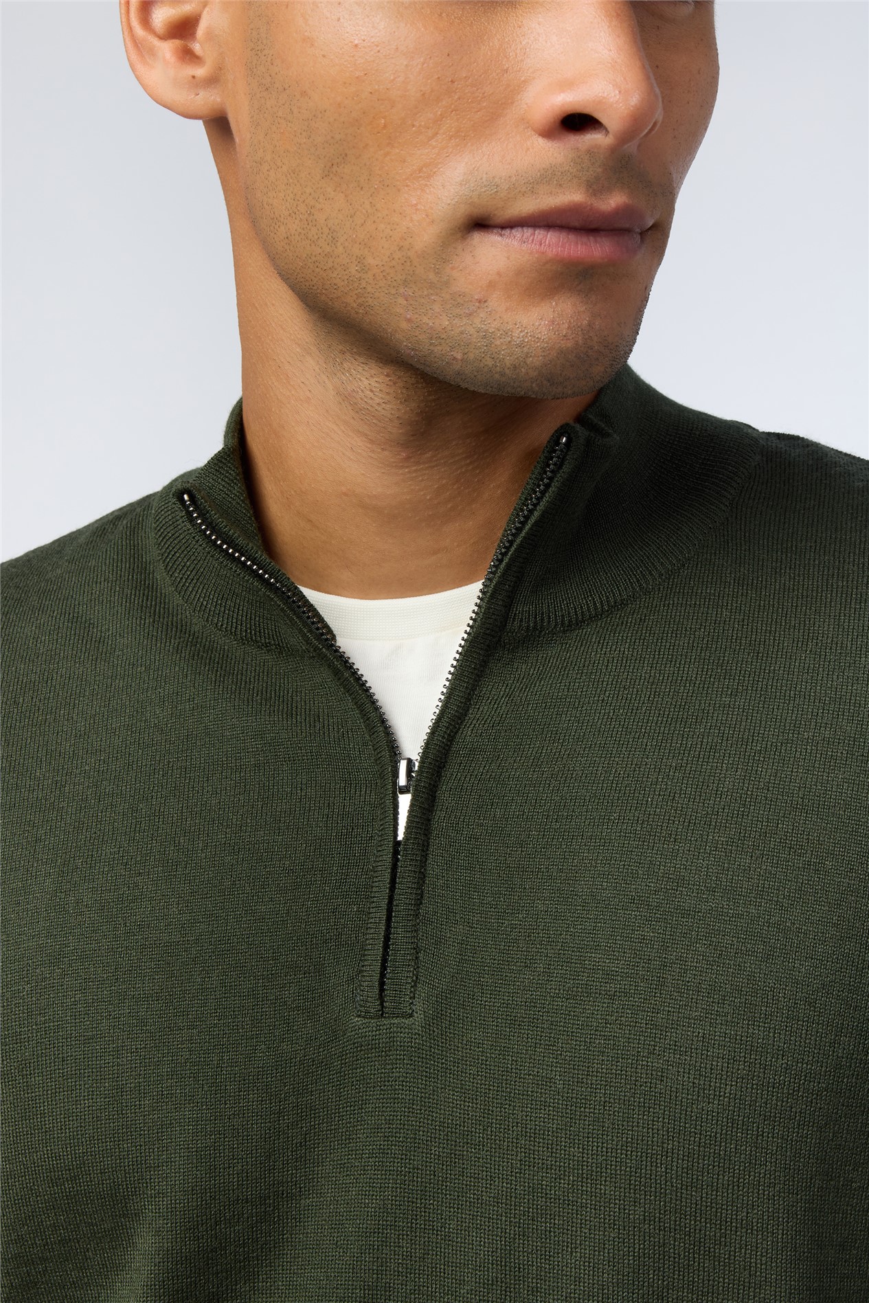 Melka Olive Zip Neck Jumper