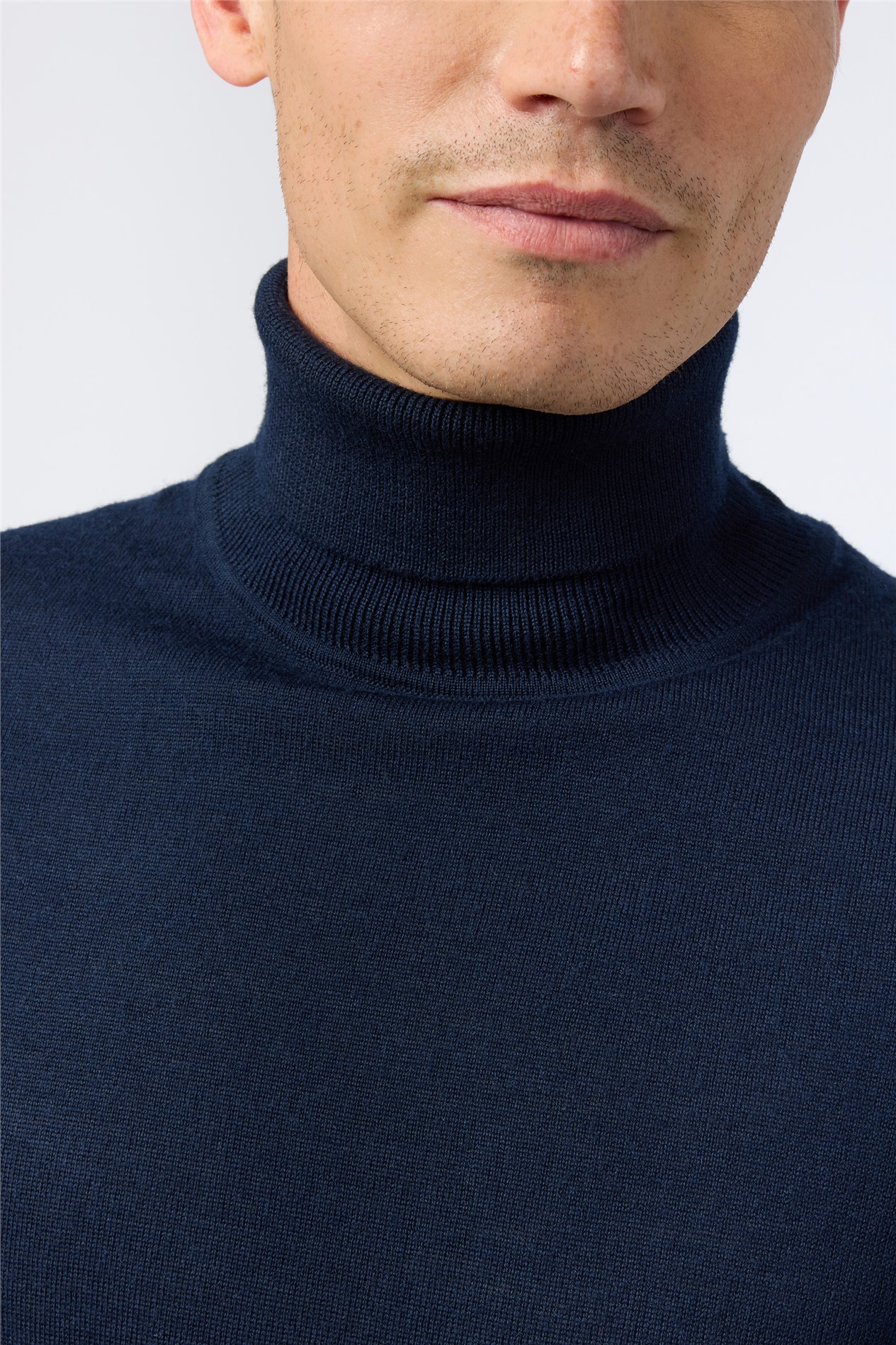 Melka Navy Merino Knit Roll Neck Jumper