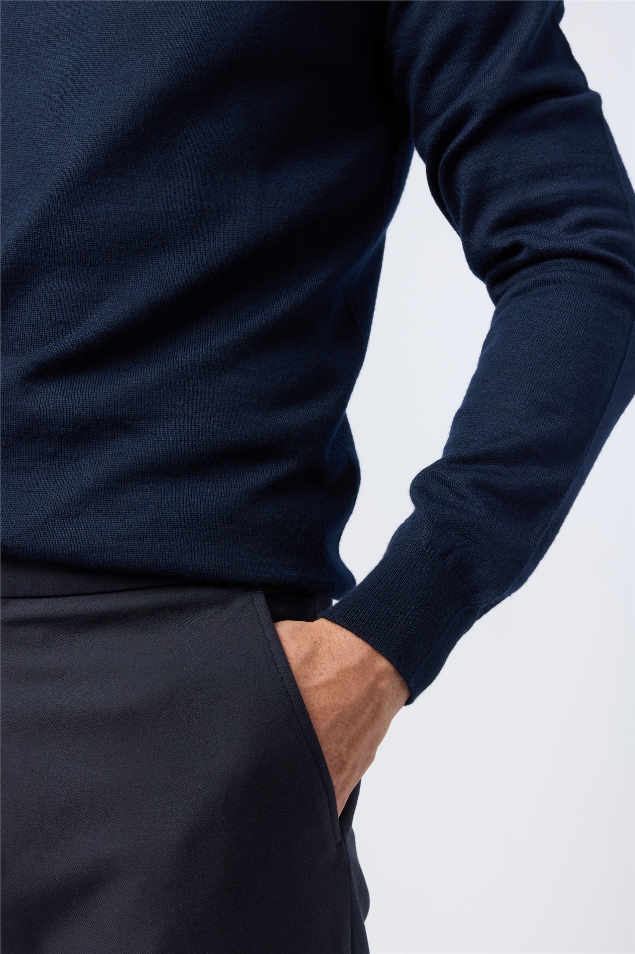 Melka Navy Merino Knit Roll Neck Jumper