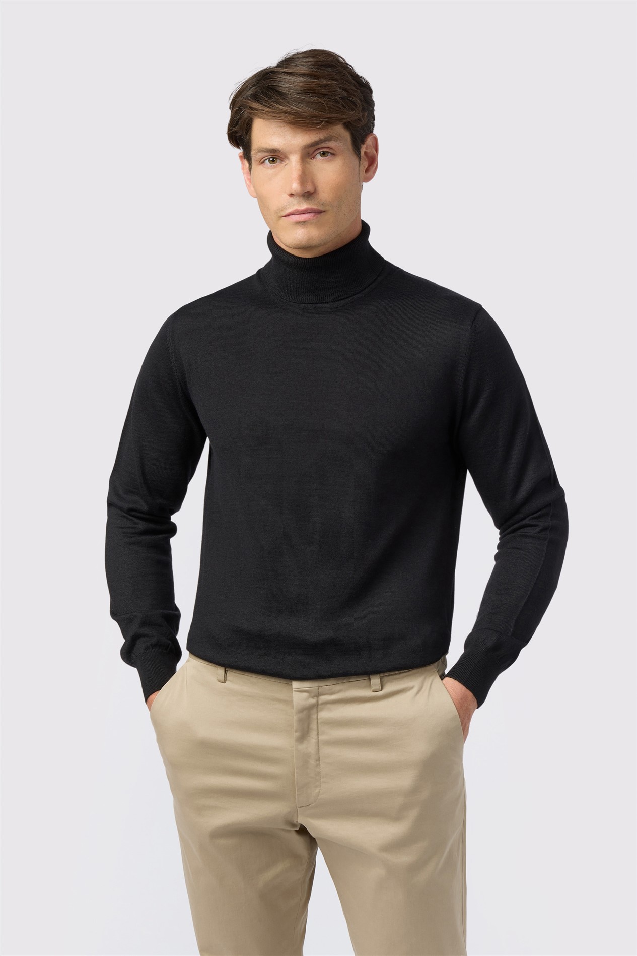 Melka Black Merino Knit Roll Neck Jumper
