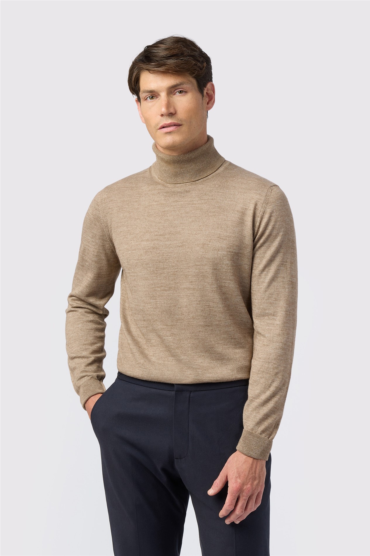 Melka Sand Merino Knit Roll Neck Jumper