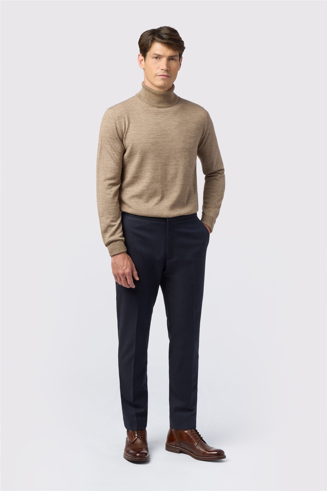 Melka Sand Merino Knit Roll Neck Jumper
