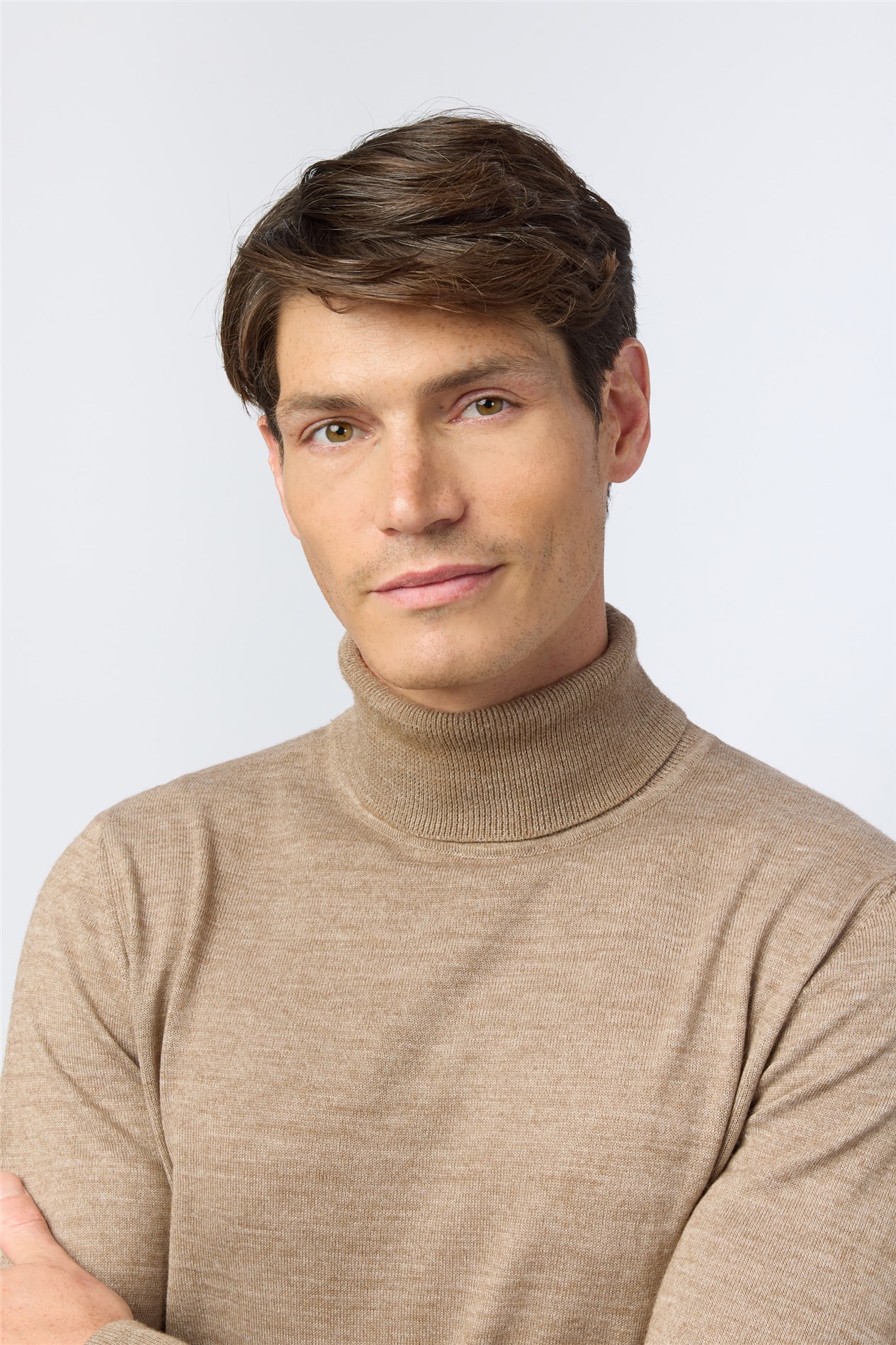Melka Sand Merino Knit Roll Neck Jumper
