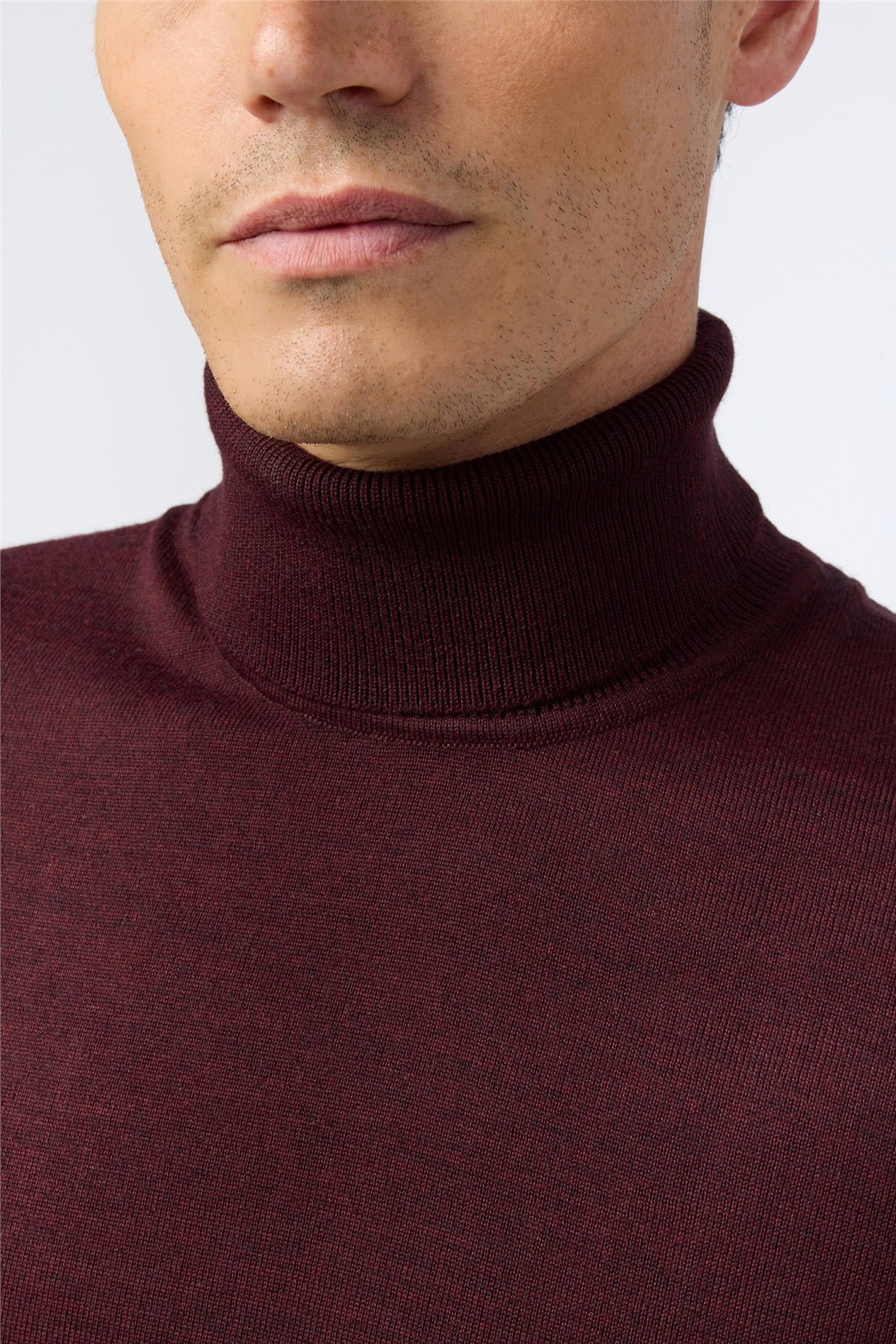 Melka Burgundy Merino Knit Roll Neck Jumper