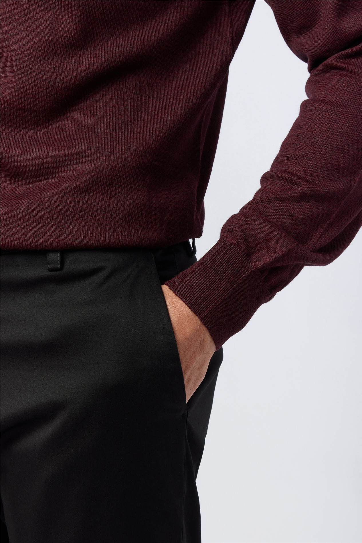 Melka Burgundy Merino Knit Roll Neck Jumper
